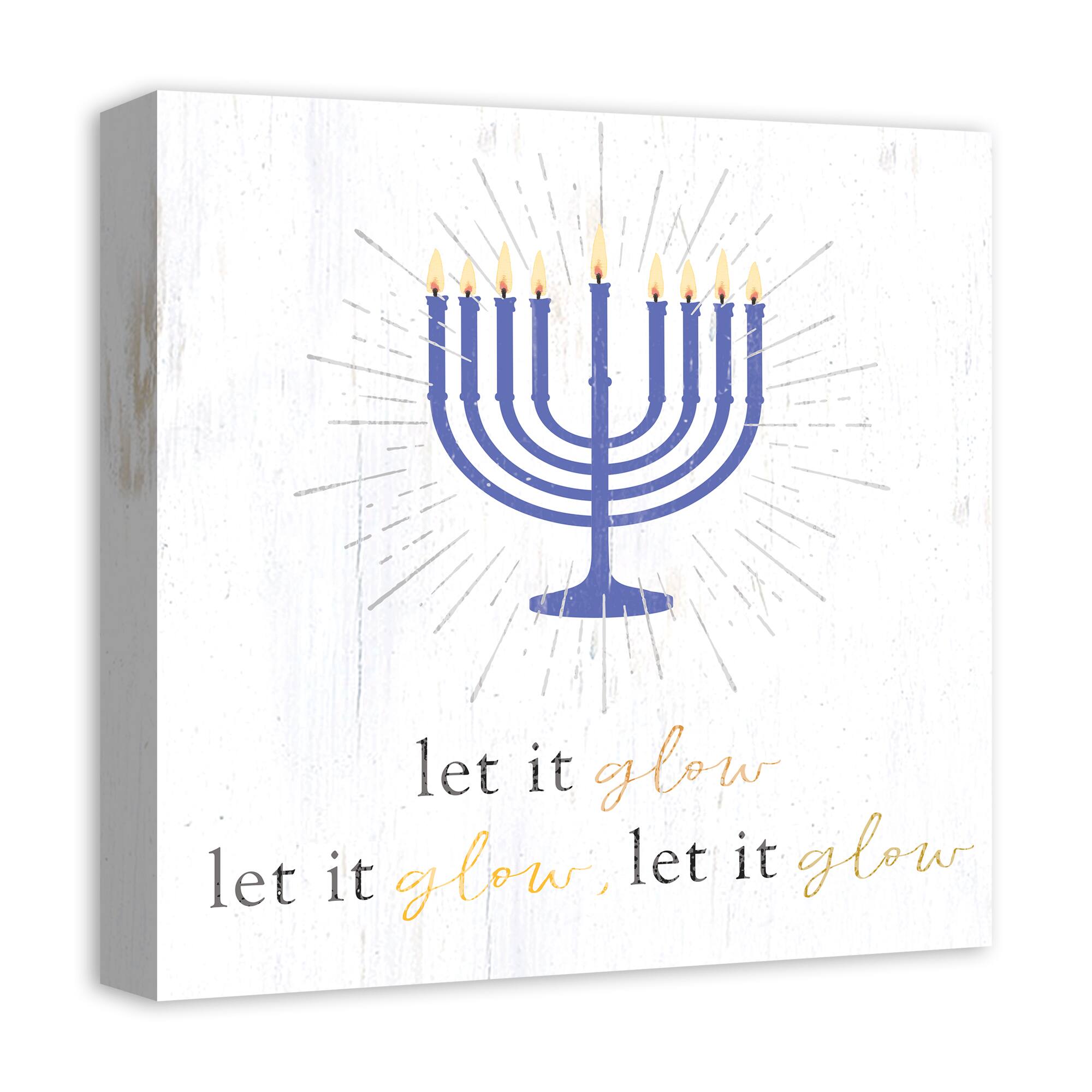 Let It Glow Menorah 16x16 Canvas Wall Art