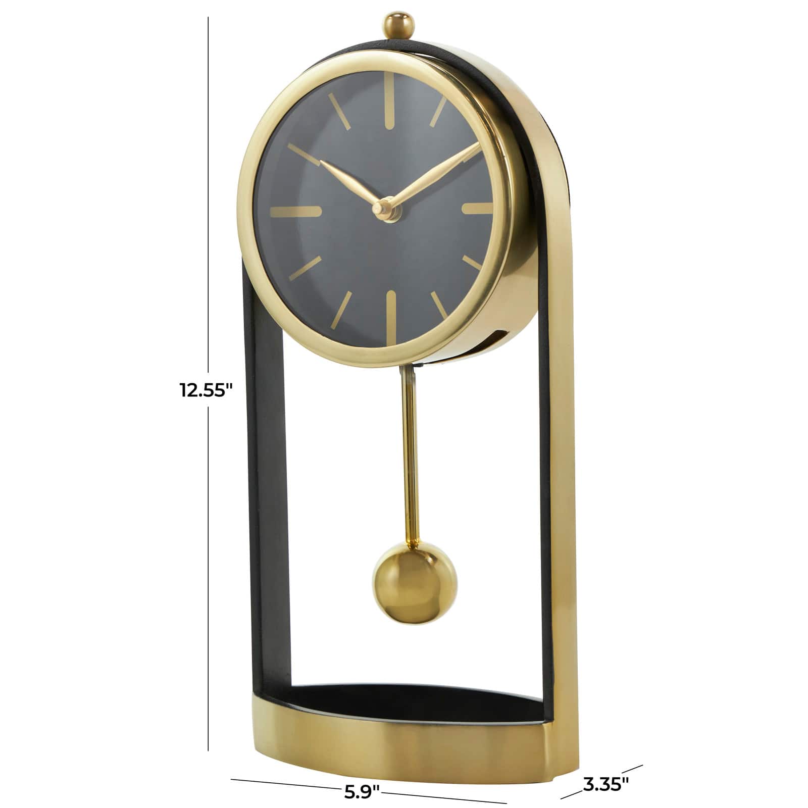 13&#x22; Gold Aluminum Tall Clock with Swinging Ball Pendulum