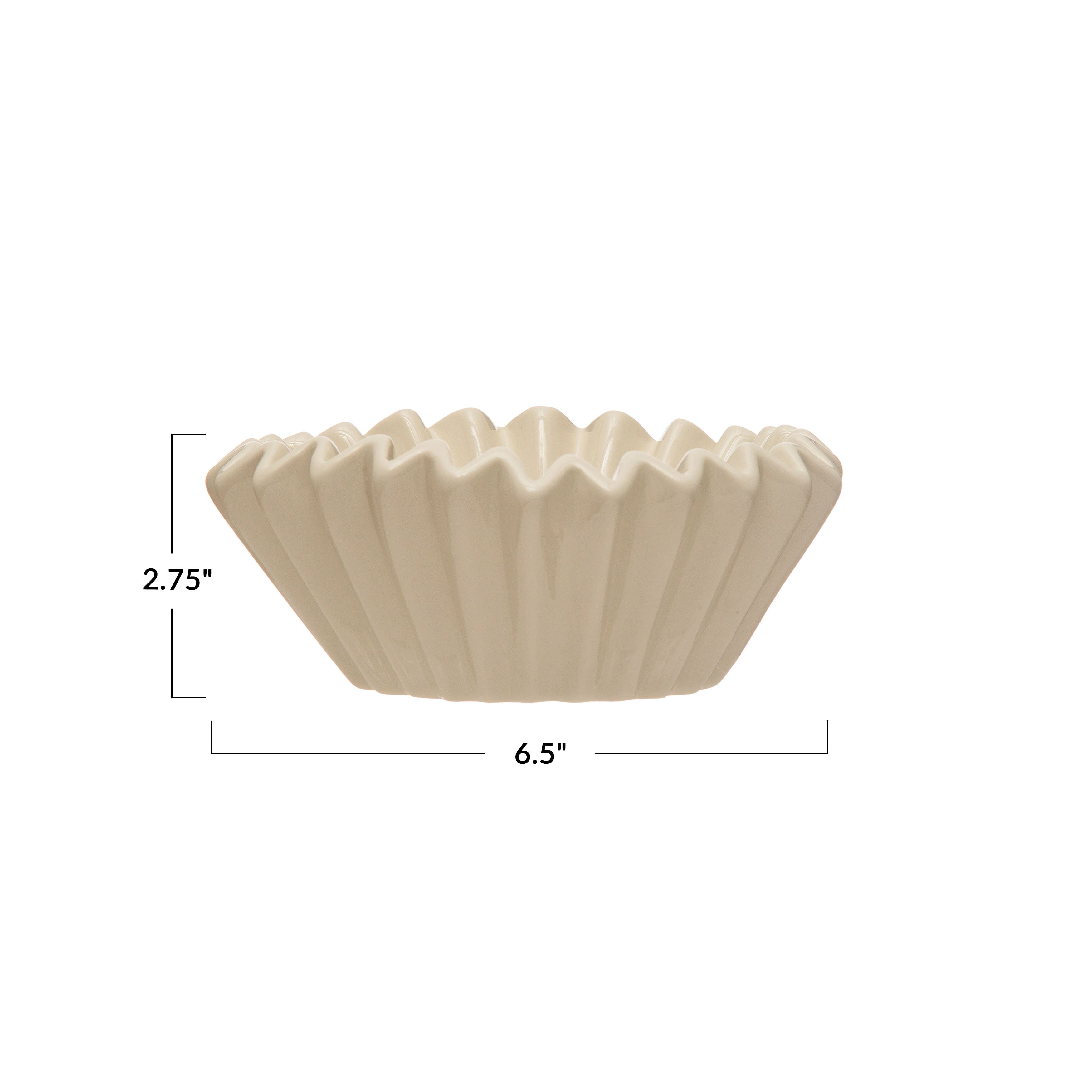 Hello Honey&#xAE; 6.5&#x22; White Fluted Stoneware Bowl