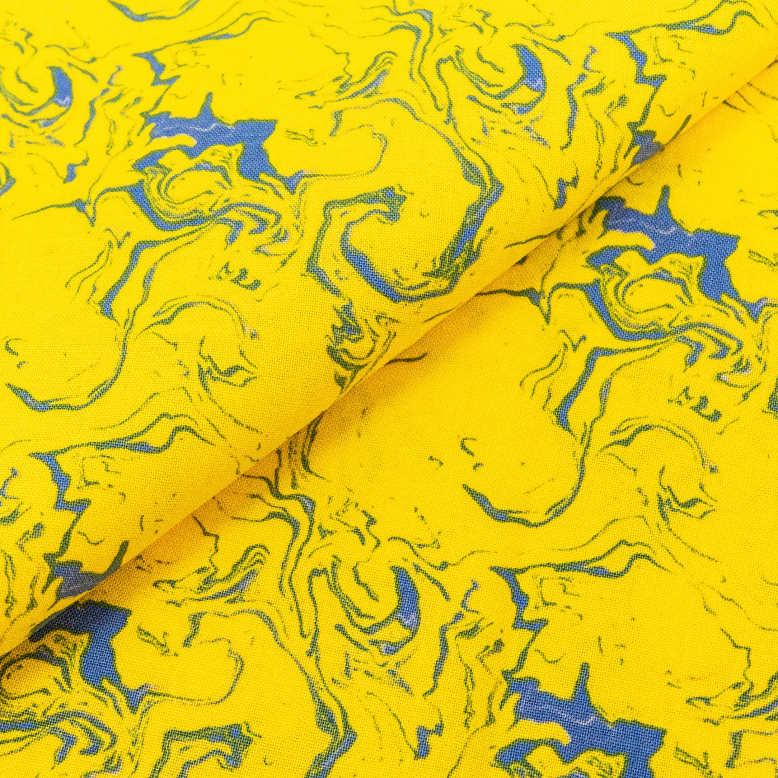 SINGER Yellow Blue Blender Cotton Fabric
