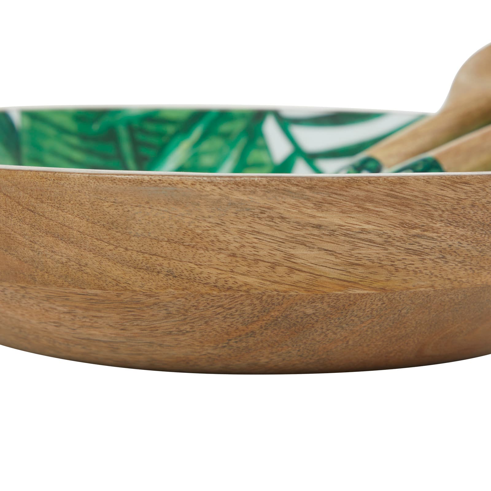 Mango Wood Decorative Bowl with Serving Utensils Set