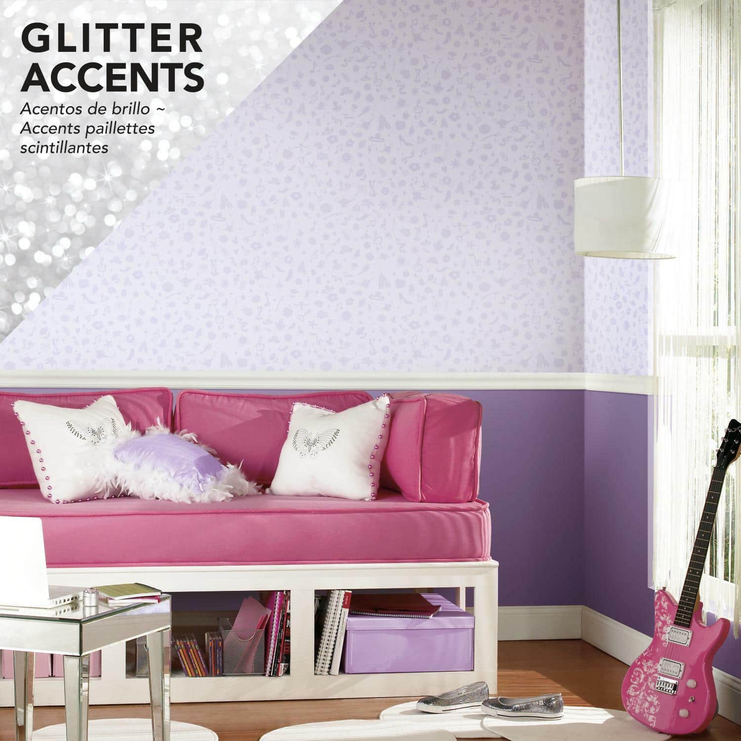RoomMates Disney&#xAE; Princess Icons with Glitter Peel &#x26; Stick Wallpaper