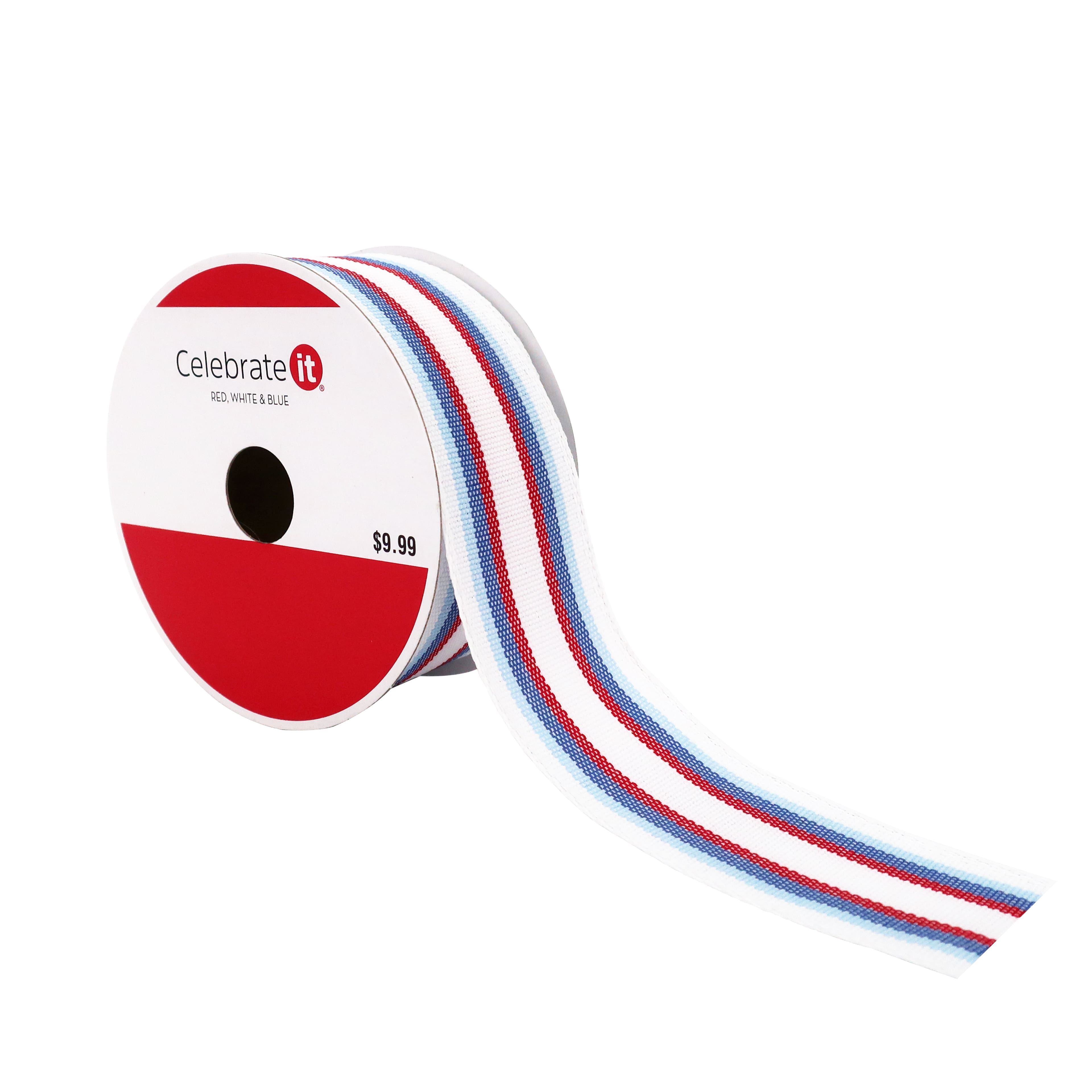 1.5&#x22; x 30ft. Grosgrain Wired Stripes Ribbon by Celebrate It&#xAE; Red, White &#x26; Blue