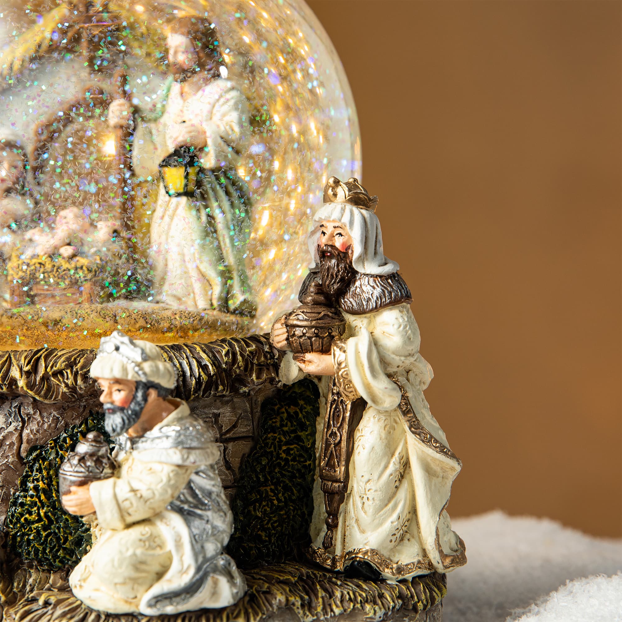 Glitzhome&#xAE; Lighted Musical Snowflakes Nativity Scene Waterglobe