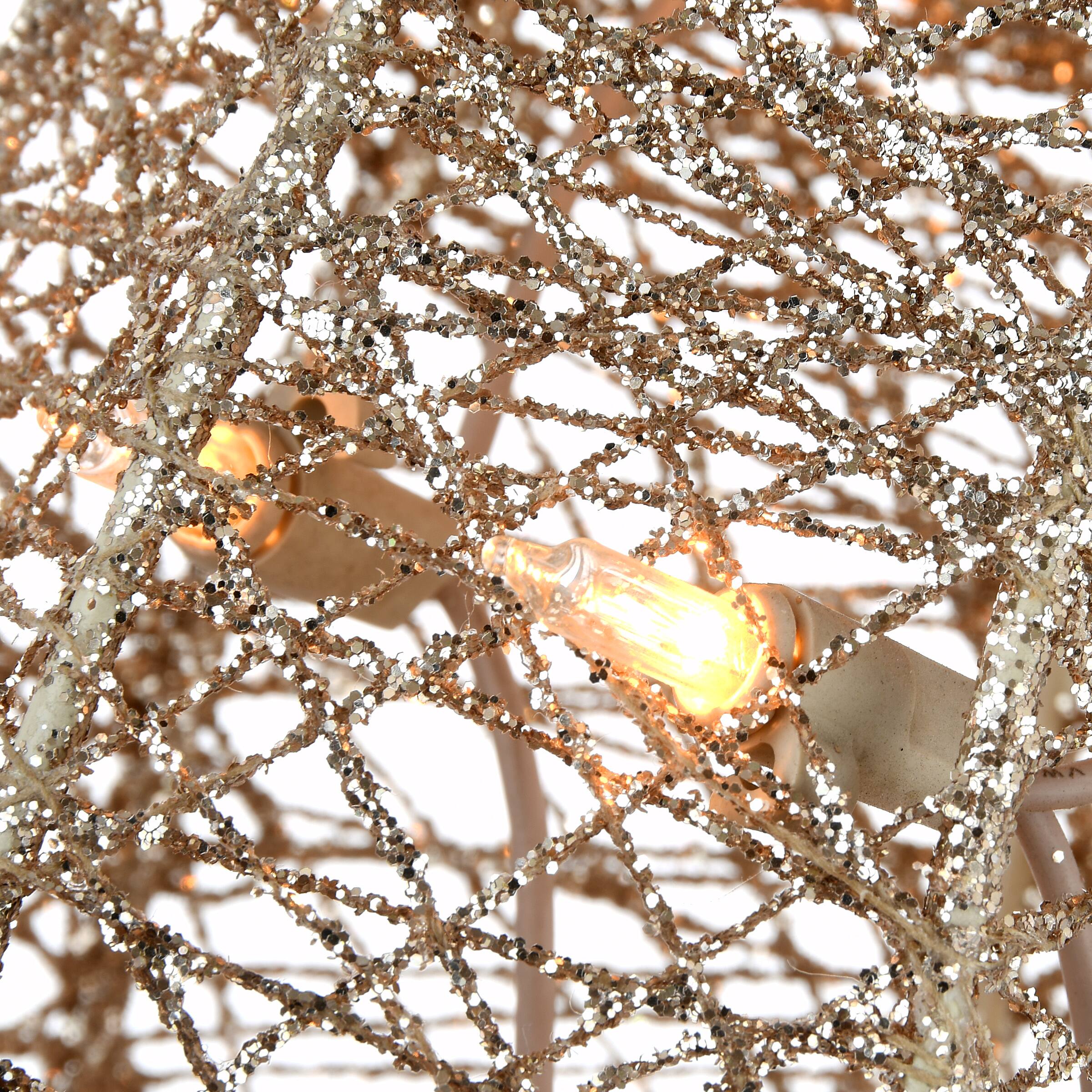 Crystal Splendor Champagne Doe and Fawn with 105 LED Mini Lights