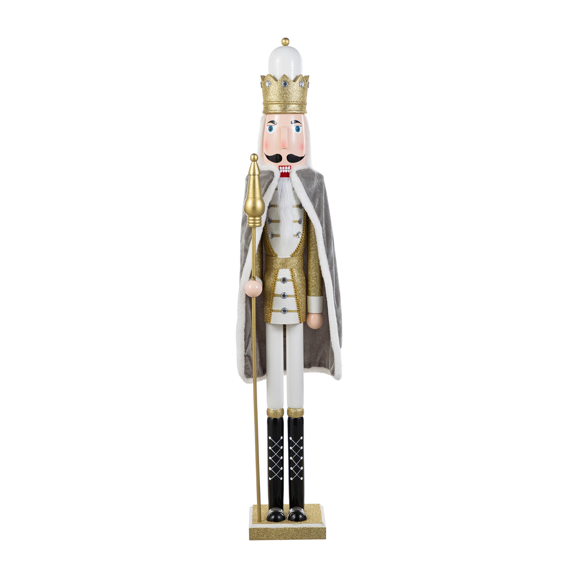 Glitzhome® 42"H Wooden Christmas Gold Dressed King Nutcracker