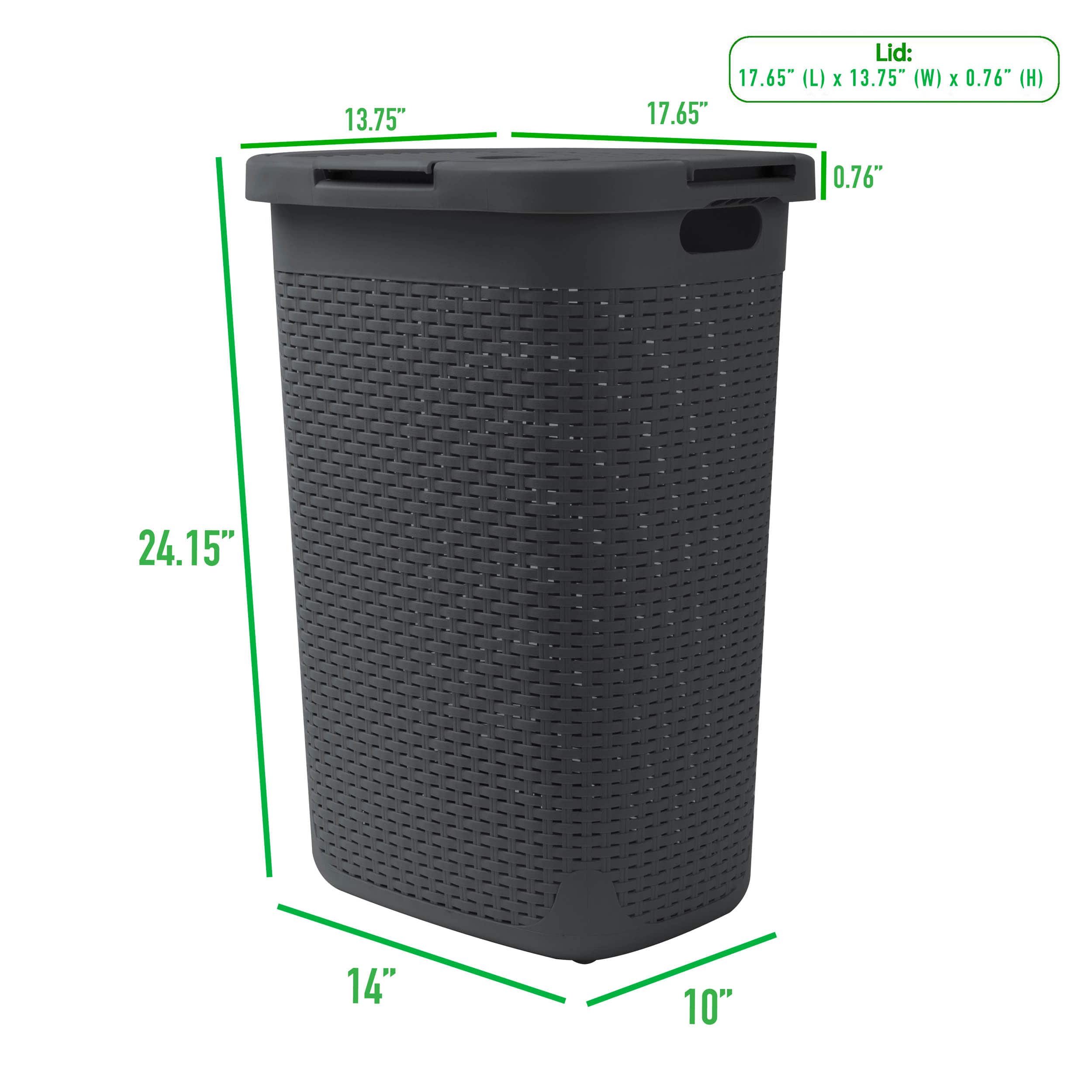 Mind Reader 60L Hamper Laundry Basket with Cutout Handles