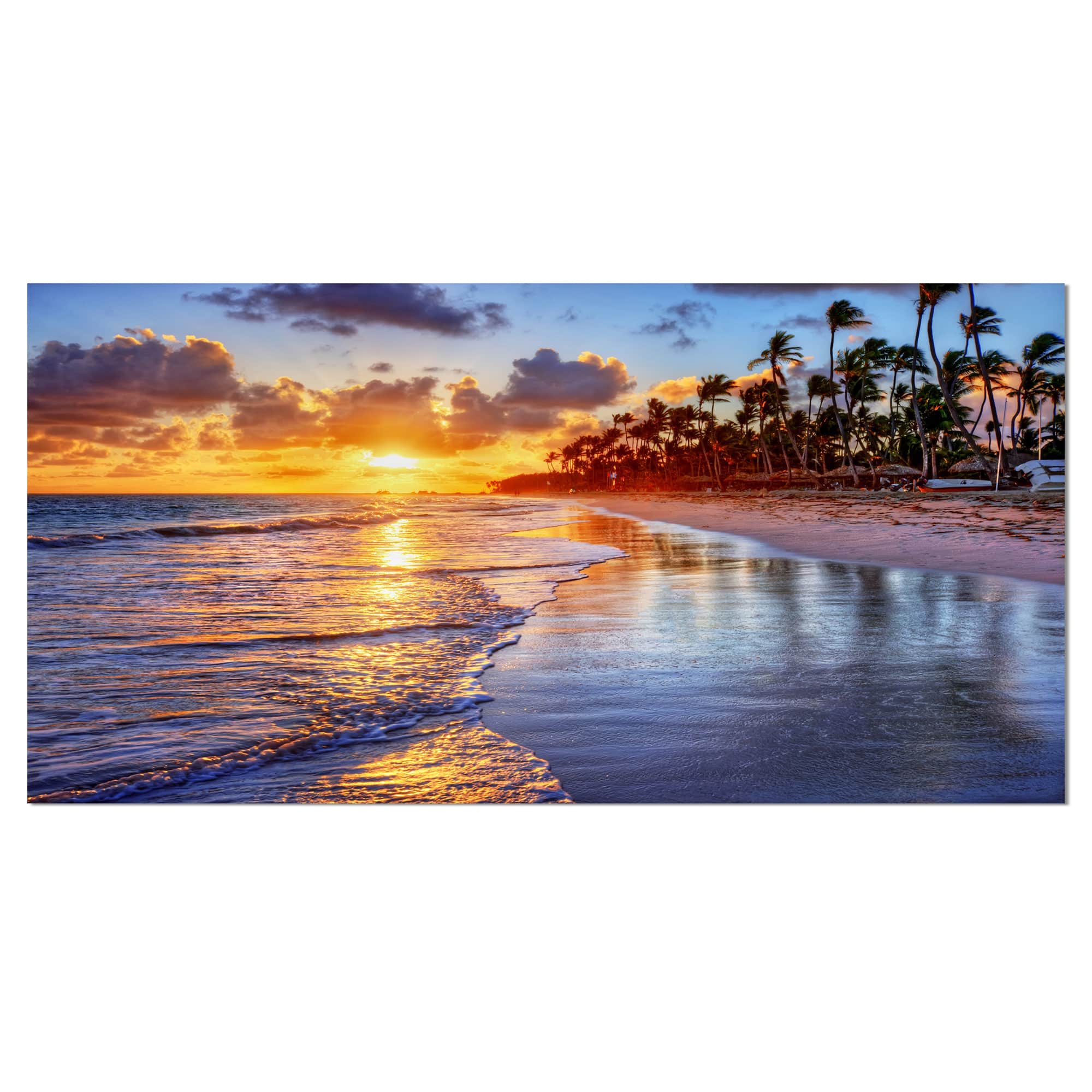 Designart - Beach Side Resort With Palm Trees - Seashore Canvas Art Print