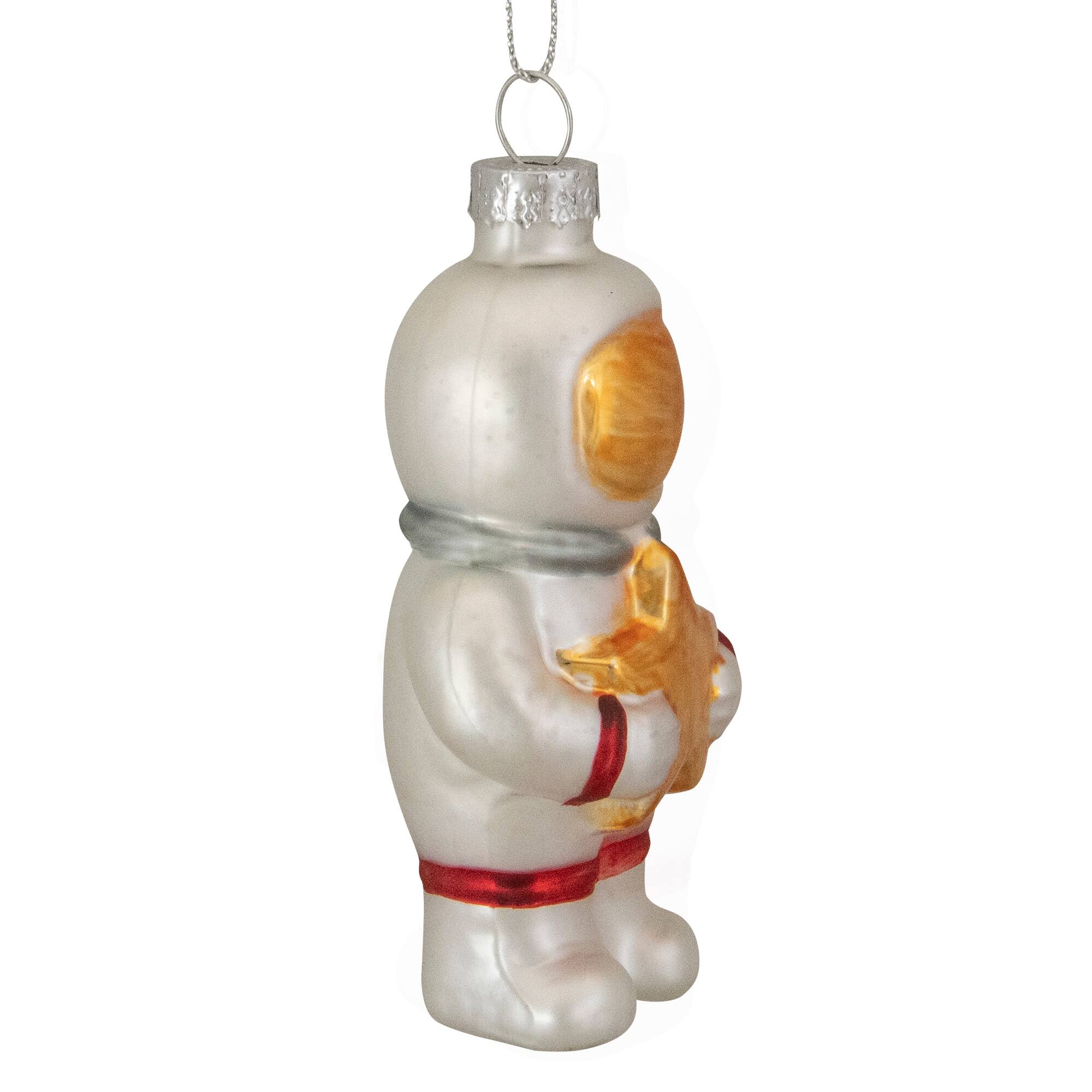 3.5" White & Gold Glass Astronaut Christmas Ornament