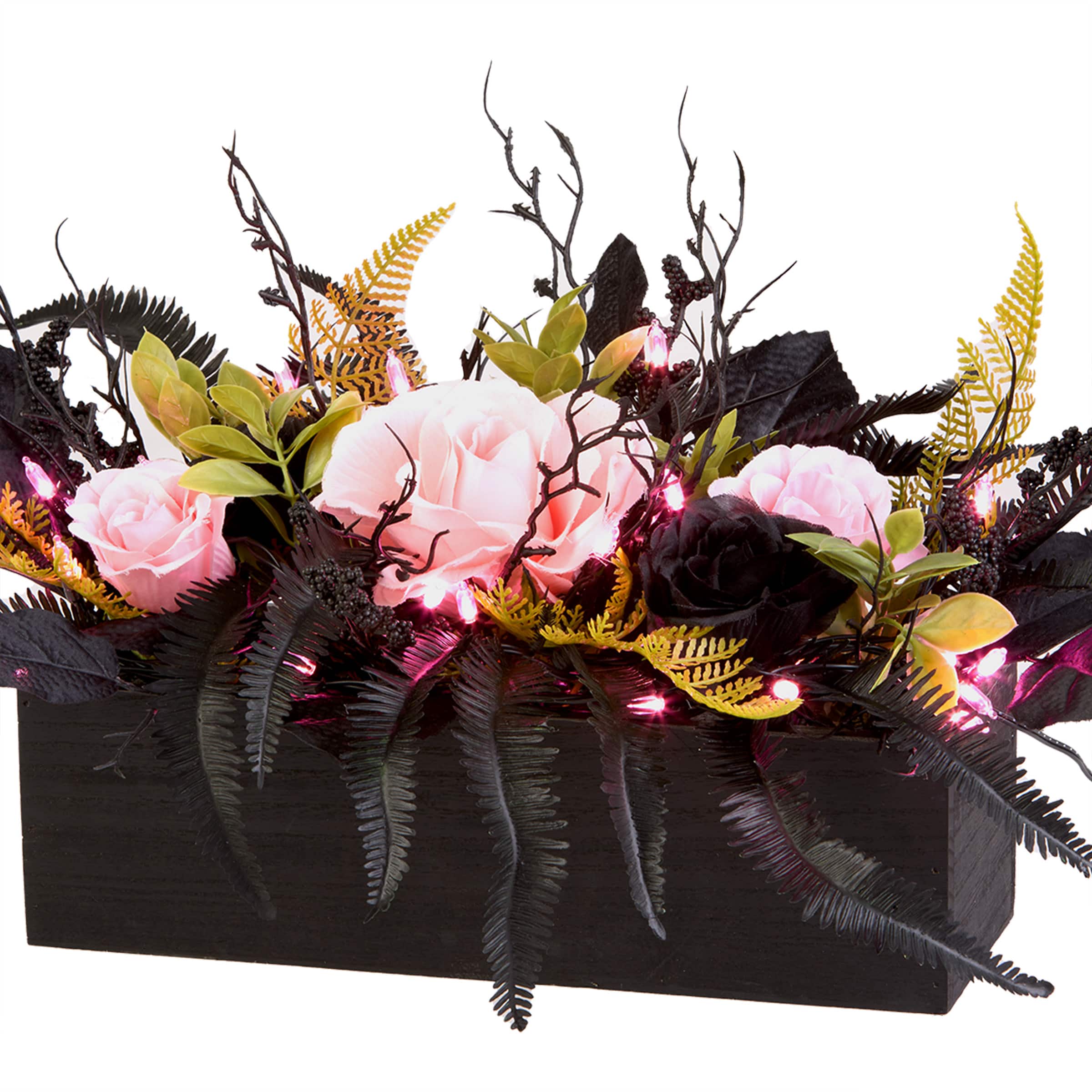 16" Cute & Creepy LED Halloween Centerpiece in Black Planter