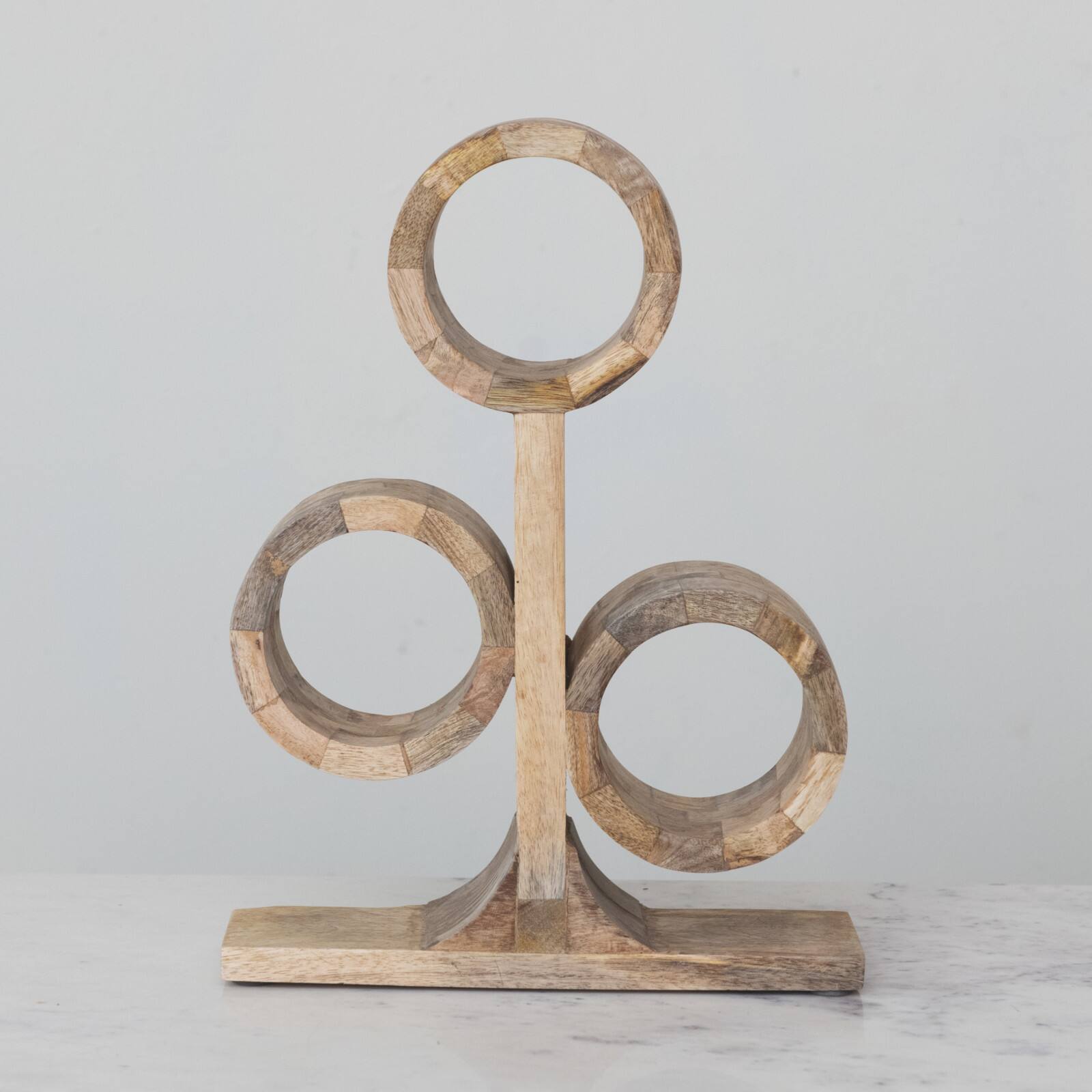 Hello Honey® 15.25" Natural Mango Wood Circular Wine Rack