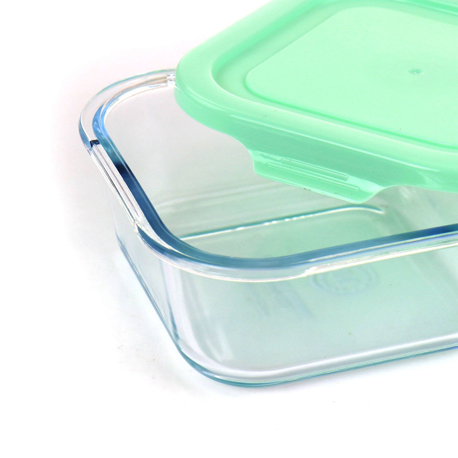 Martha Stewart Square Glass Food Storage Container with Mint Lid