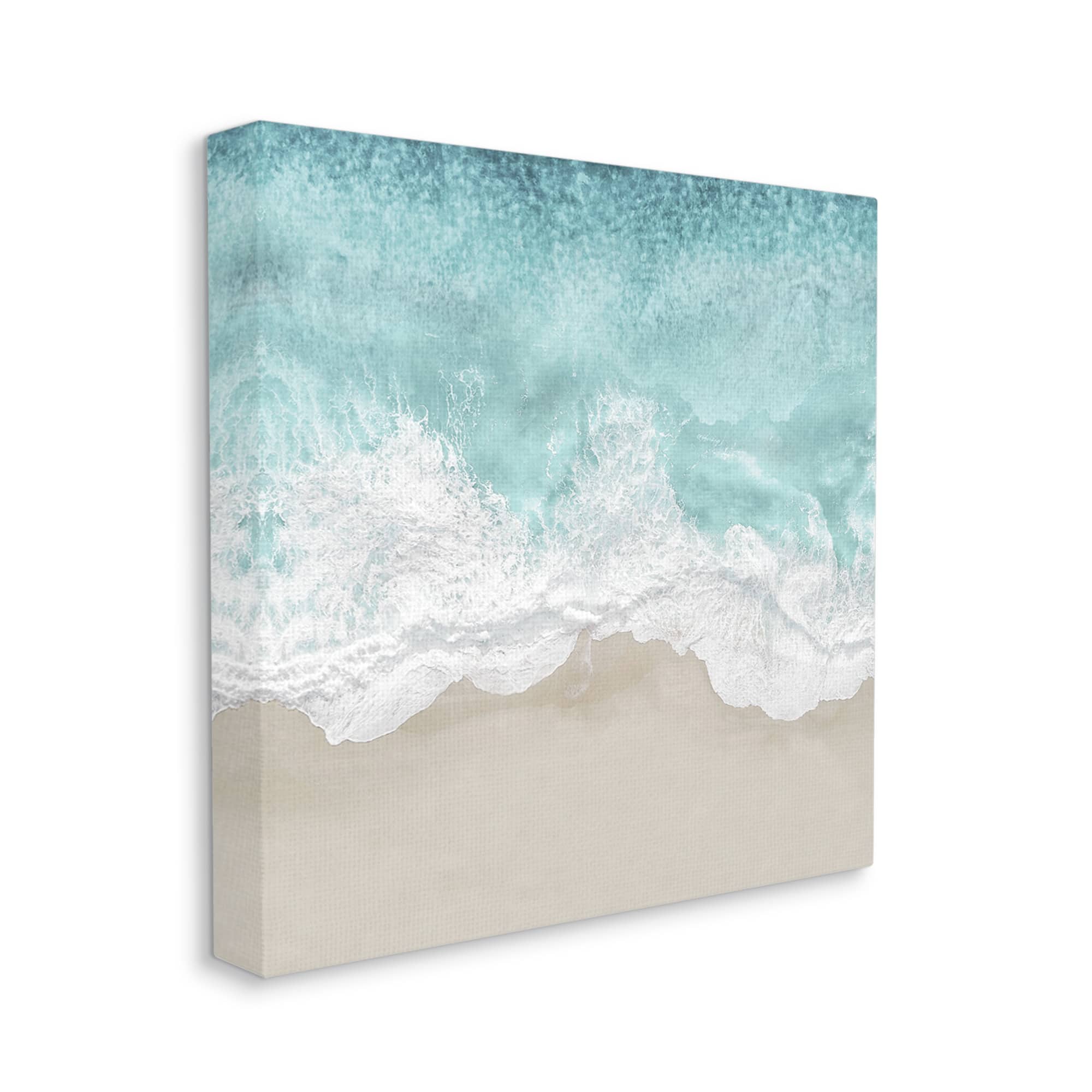 Stupell Industries Sea Foam Sandy Beach Soft Blue Coast Canvas Wall Art