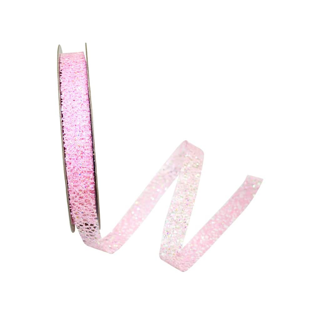 Pink Glitter Wired Ribbon Web Mesh Ribbon Wired Metallic Sparkling