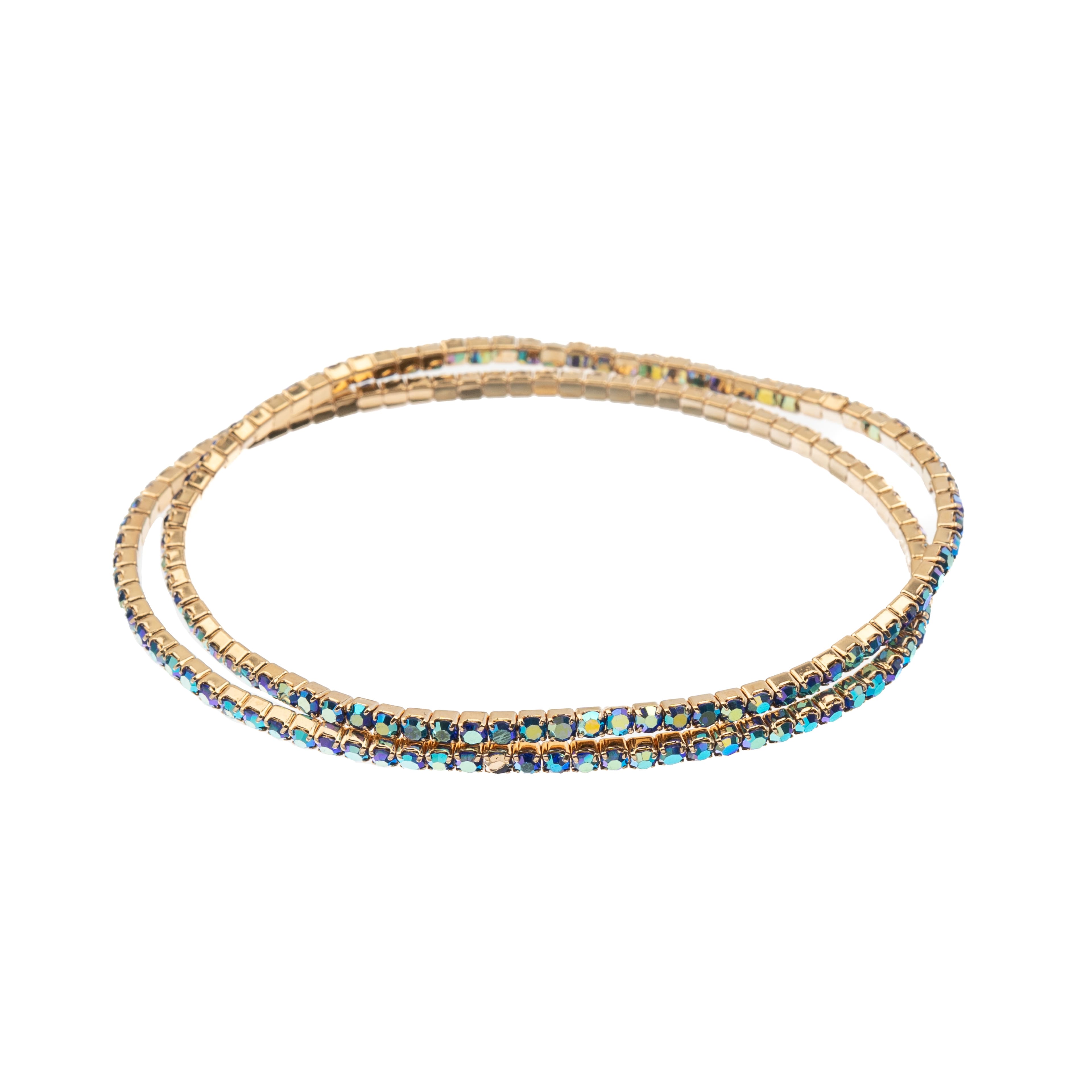 Crystal Lane DIY Gold &#x26; AB Royal Blue Rhinestones Bracelets, 2ct.