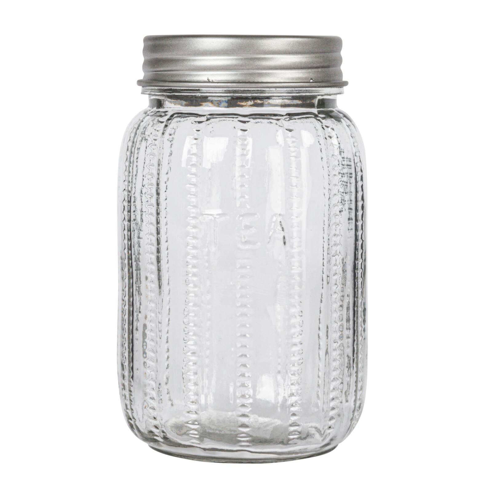 Hello Honey Tea Embossed Glass Jar with Metal Lid