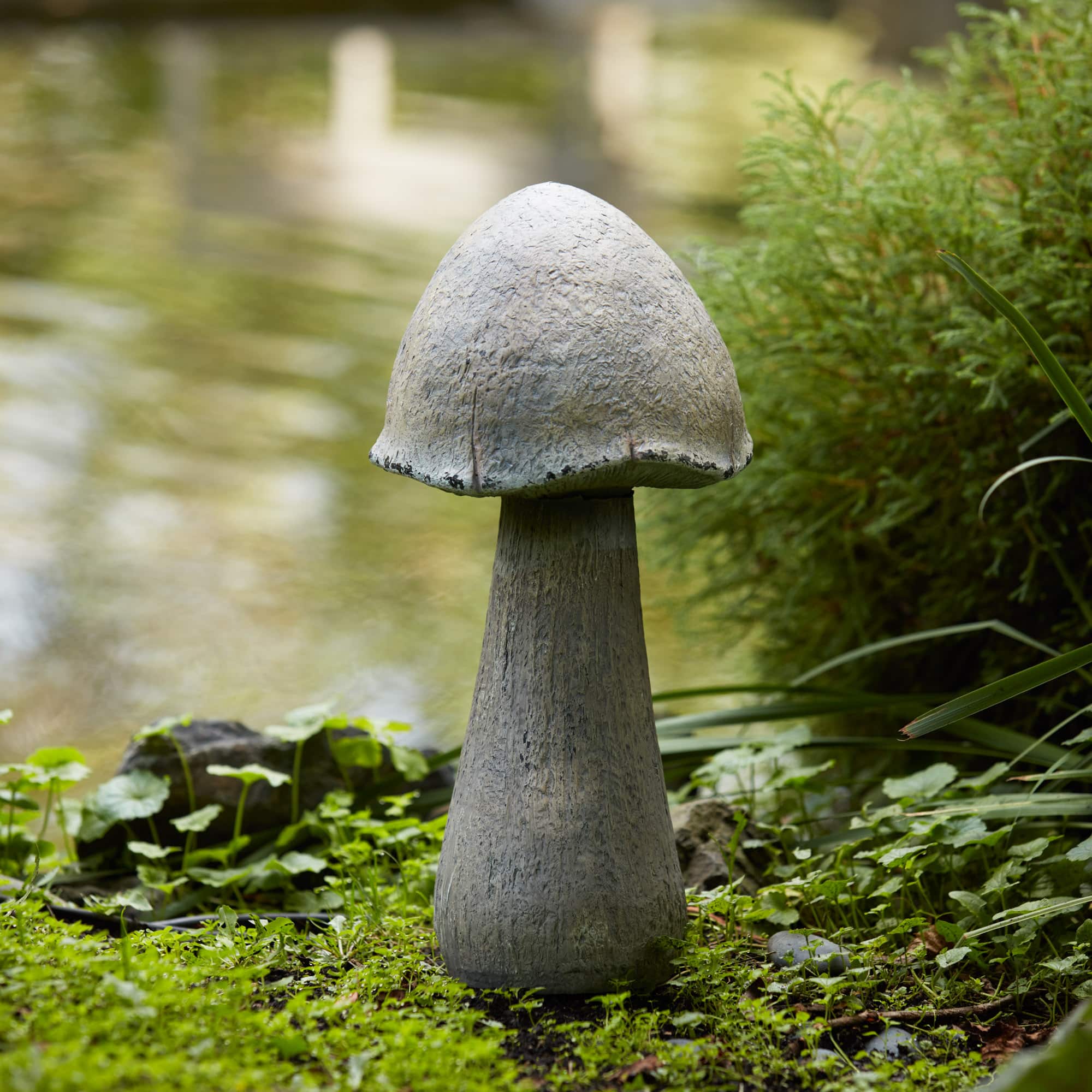 17&#x22; Faux Stone Mushroom Garden Accents. 2ct.