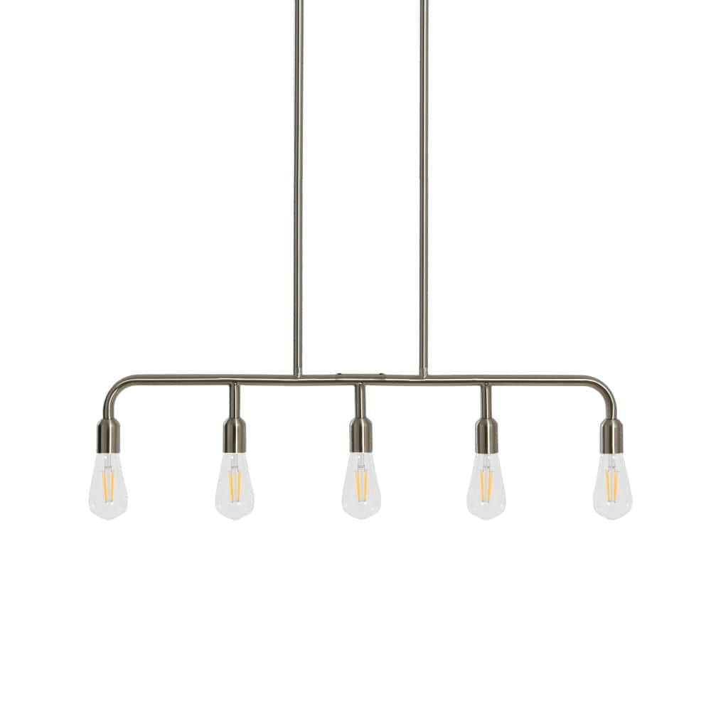 Hello Honey® Robert Stevenson Lighting Benson 36" Brushed Nickel 5-Light Exposed Bulb Metal Chandelier