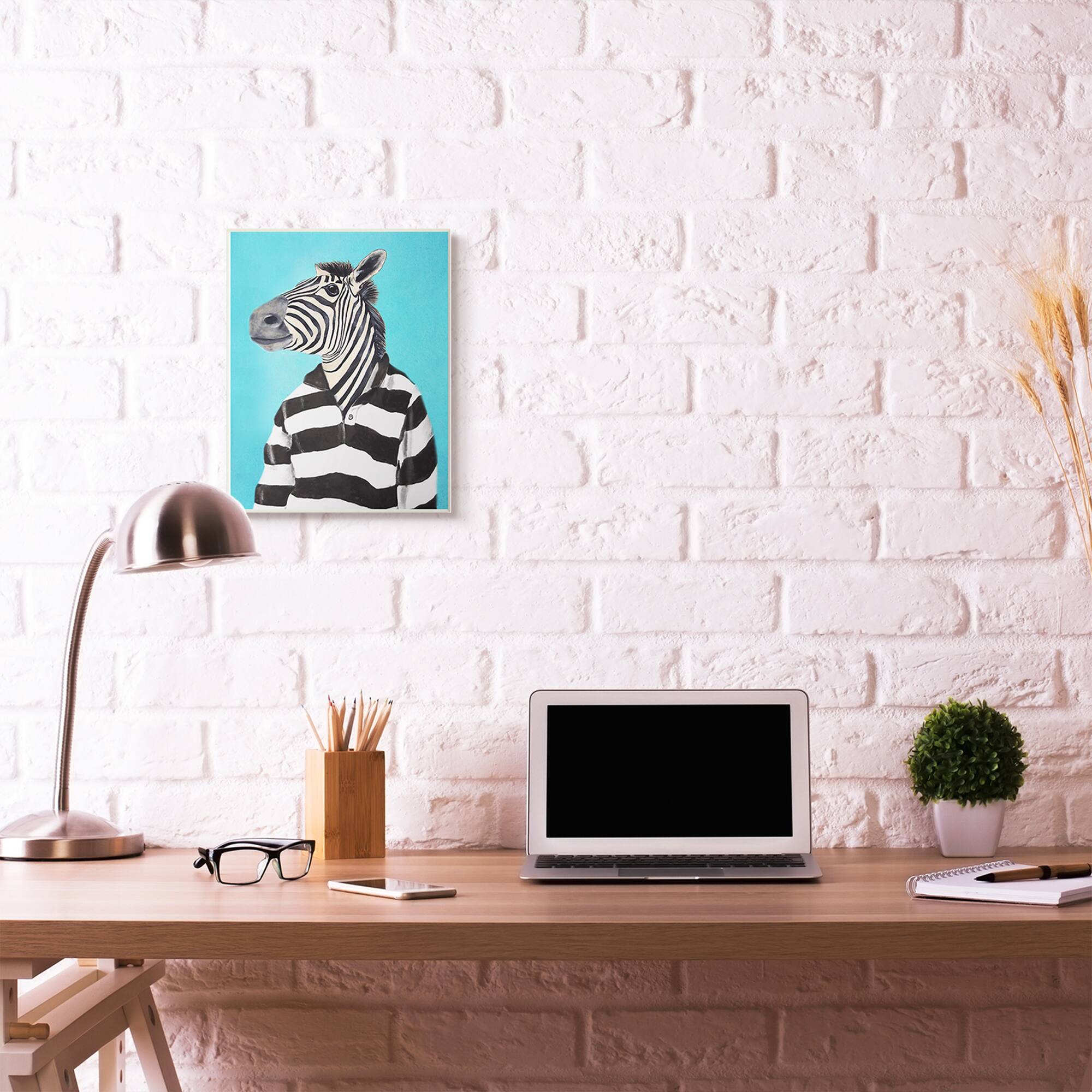 Stupell Industries Zebra In A Striped Shirt Portrait, 10" x 15"