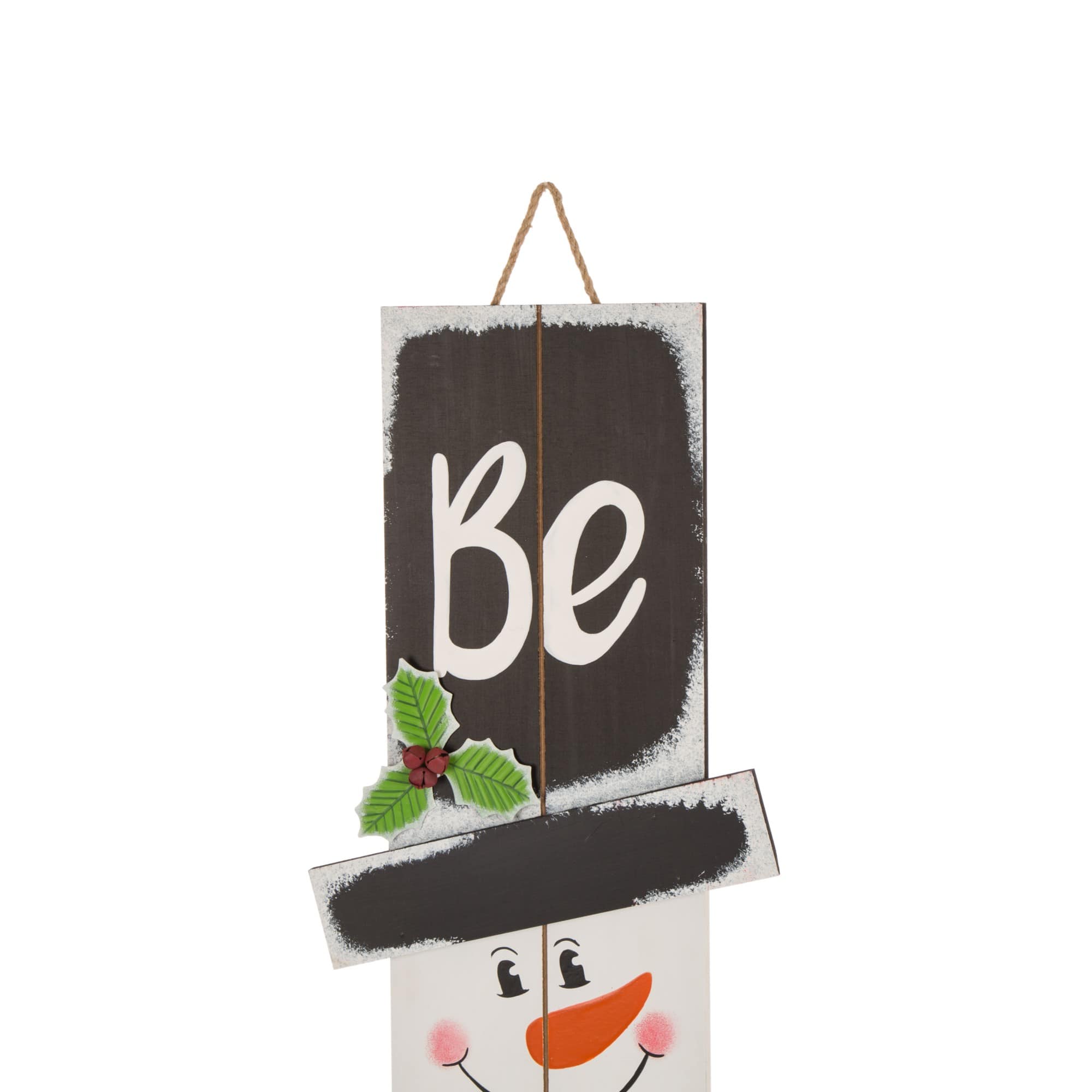 Glitzhome® 42" Be Merry Wooden Snowman Porch Sign