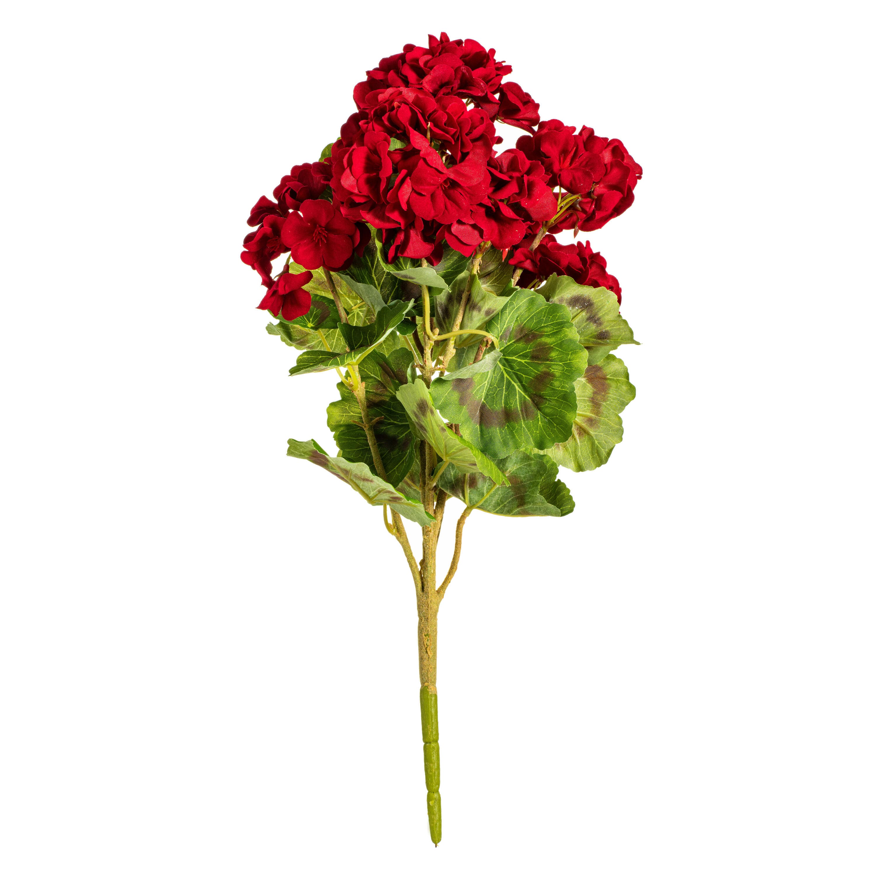 18&#x22; Artificial Red Geranium Bush, 4ct.