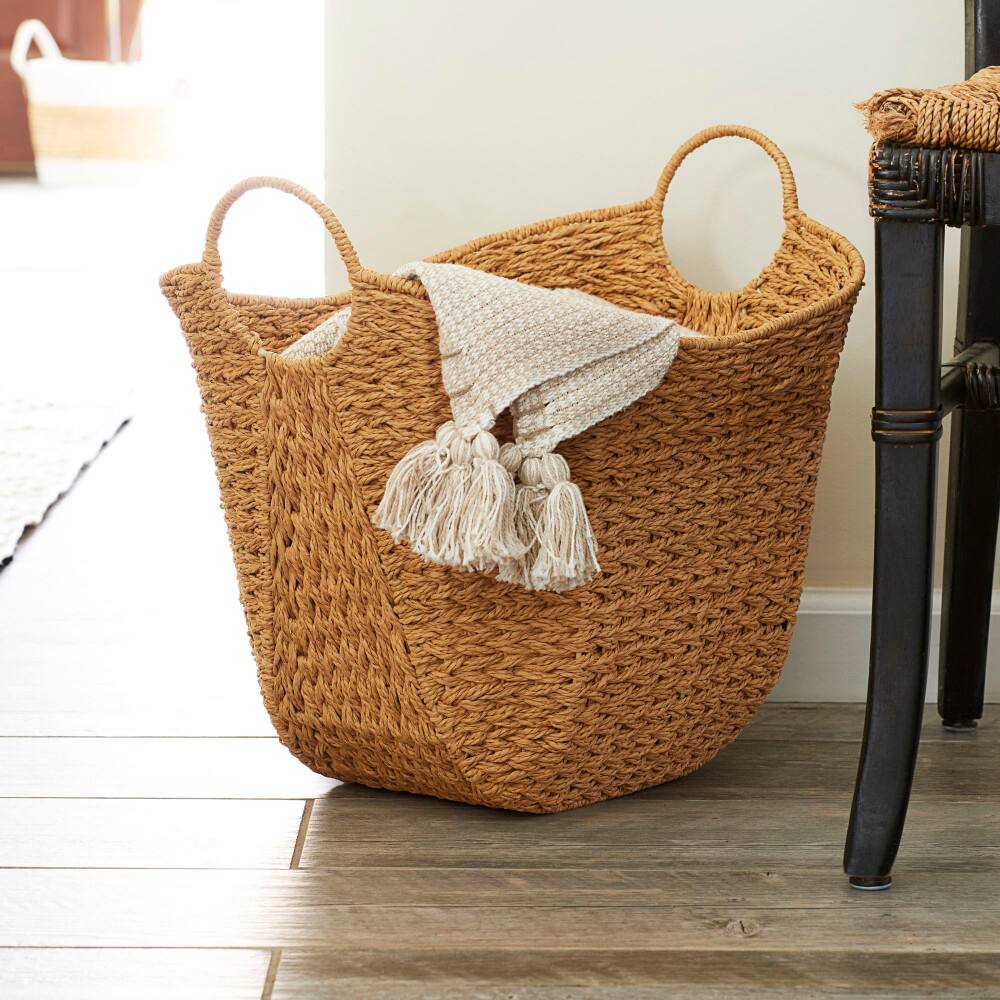 Household Essentials 17.5" Woven Paper Rope Basket with Handles