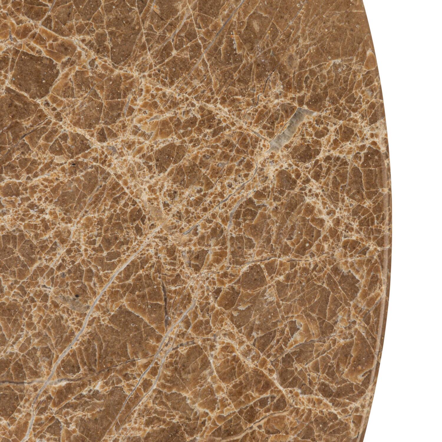 Hello Honey® 2ft. Tan Marble Top Modern Round Metal Accent Table