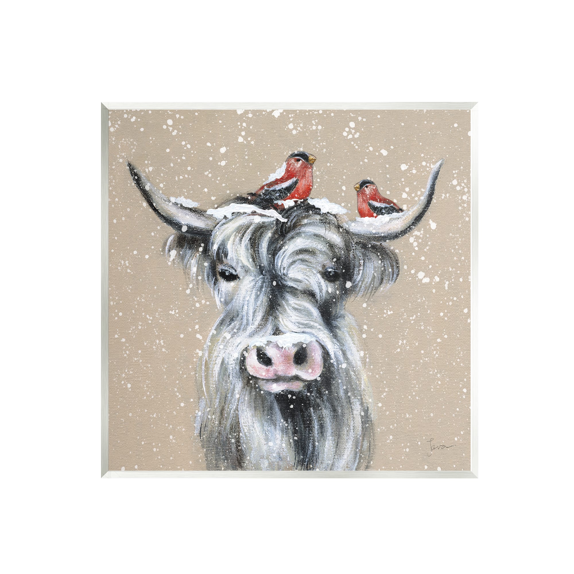 Stupell Industries Snowy Cattle & Birds Farmhouse Wall Art