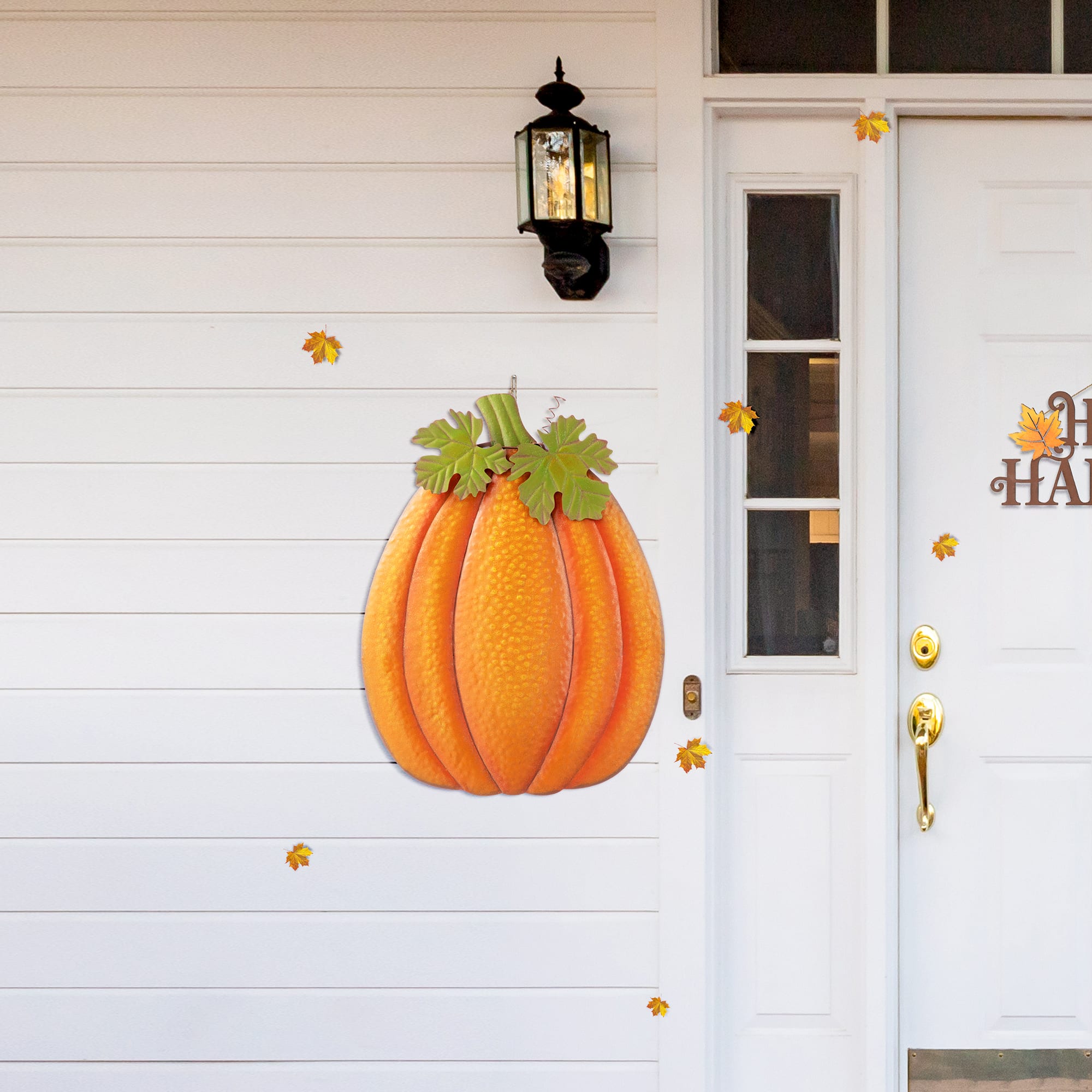 Glitzhome&#xAE; 3ft. Fall Metal Embossed Glitter Pumpkin Yard Stake