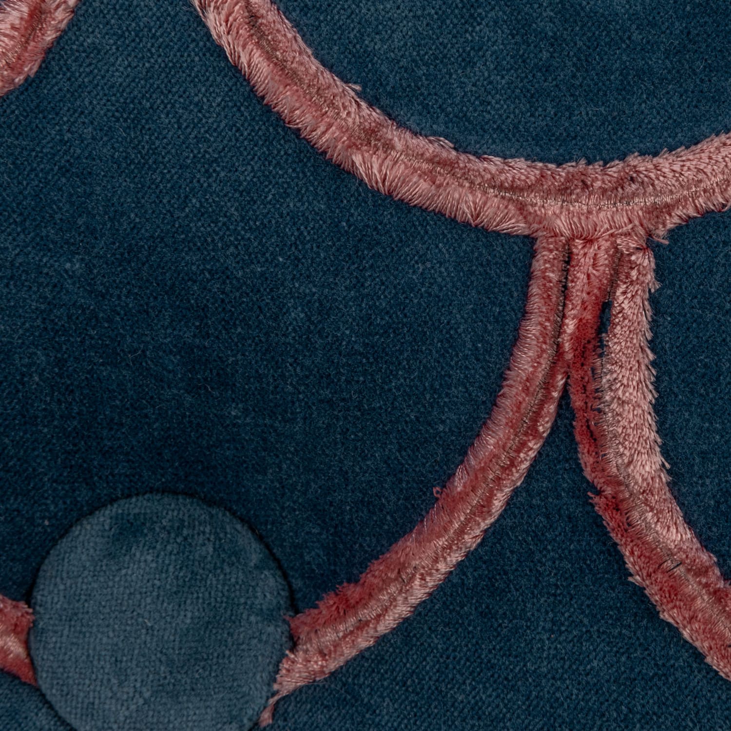 Hello Honey® Navy Blue & Pink Tufted Scallop Pattern Cotton Round Pillow