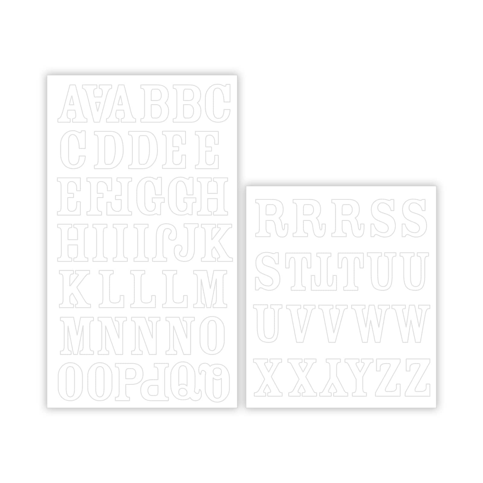 12 Packs: 62 ct. (744 total) Iron-On White San Serif Alphabet by Make Market&#xAE;