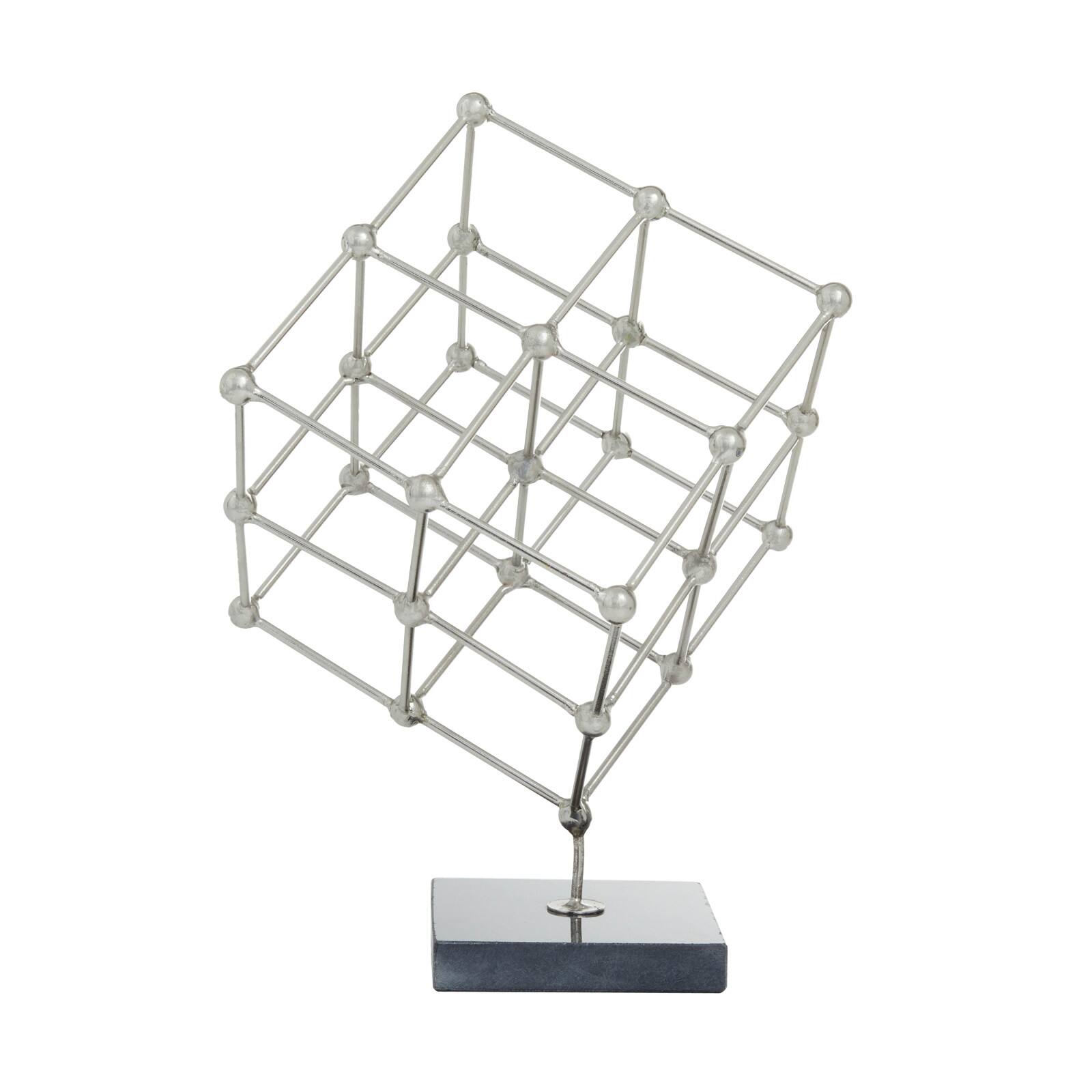 Silver Marble Modern Sculpture, 12&#x22; x 9&#x22; x 10&#x22;