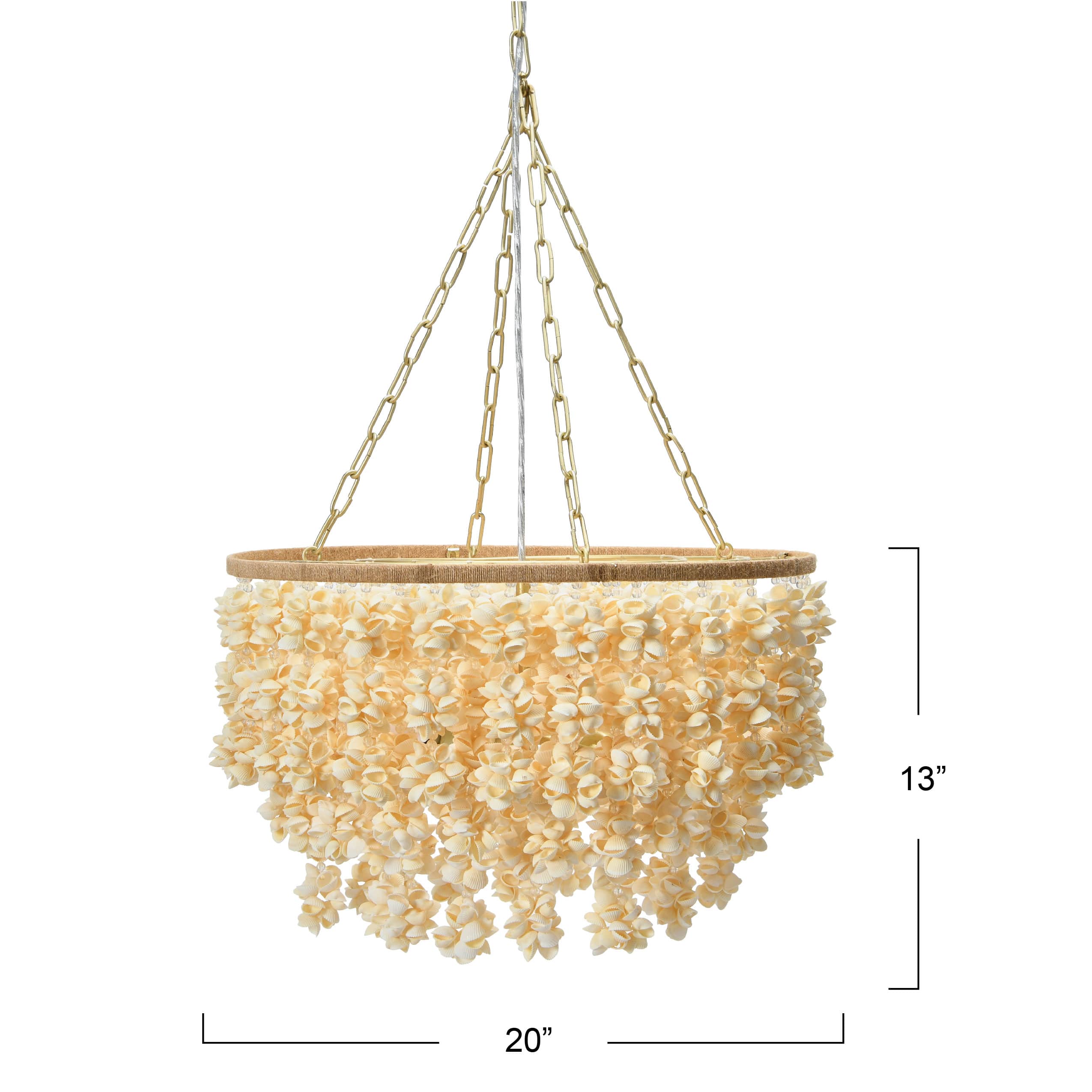 20&#x22; Round Metal and Shell Chandelier Style Ceiling Light