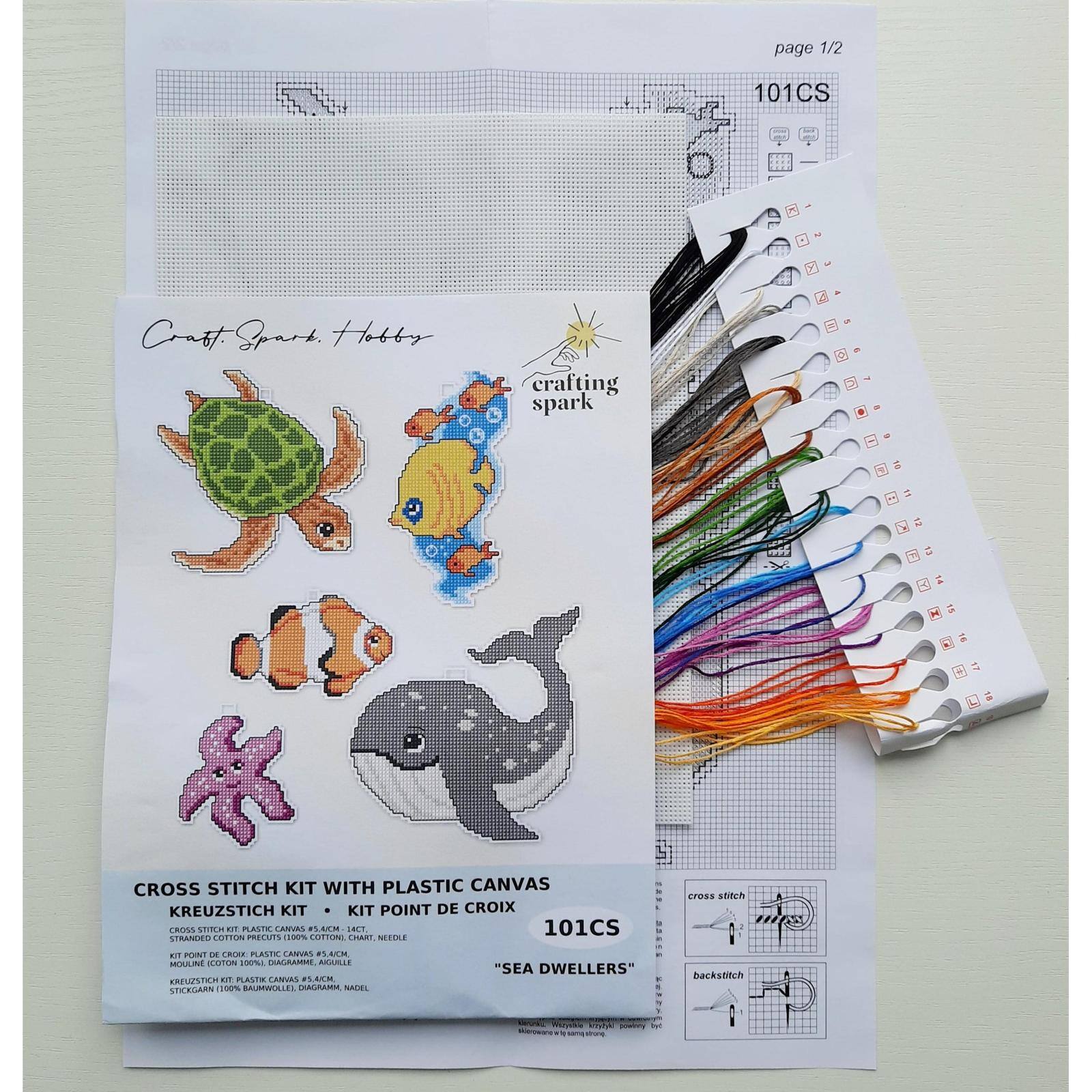 Crafting Spark Sea Dwellers Plastic Canvas Counted Cross Stitch Kit