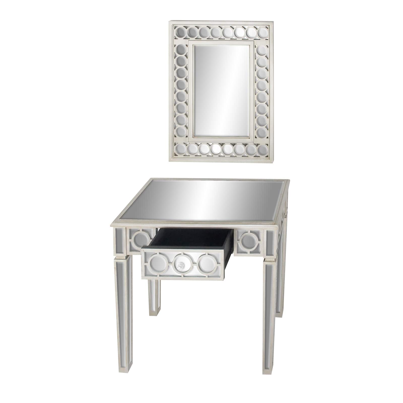Set of 2 Grey Wood Glam Console Table, 31&#x22; x 31&#x22;