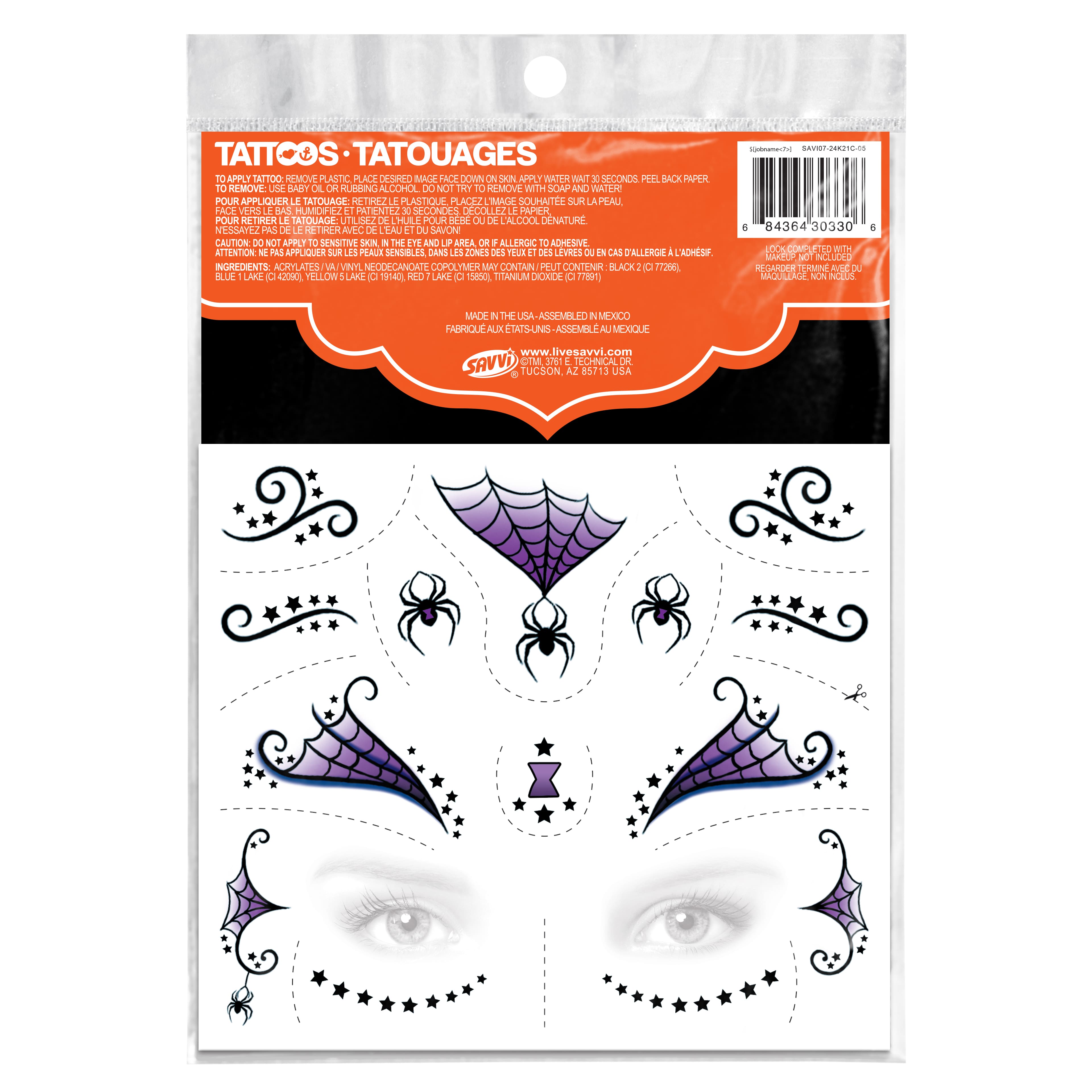 Savvi Purple Witch Costume Tattoos