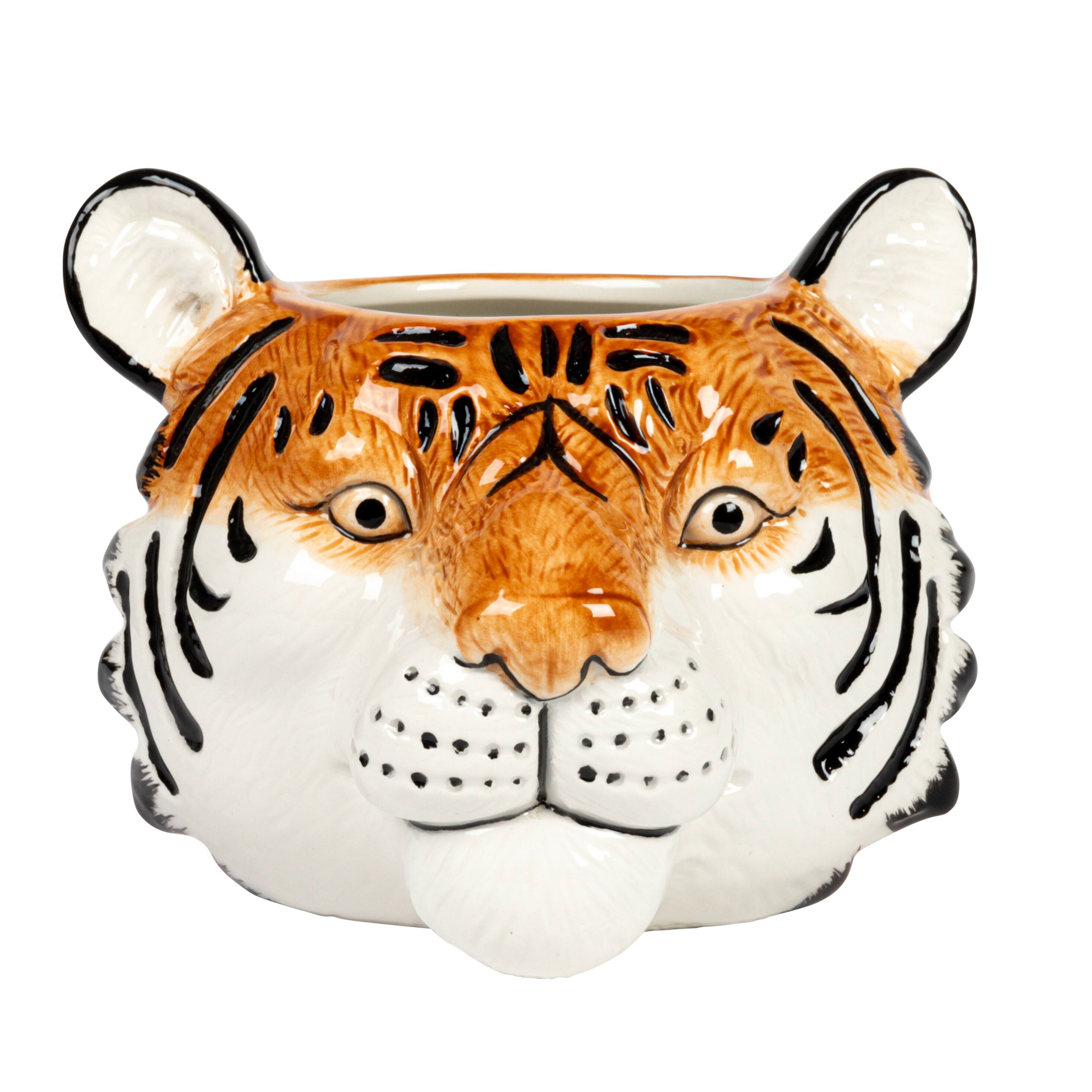 Hello Honey&#xAE; 6&#x22; Round Ceramic Tiger Head Planter