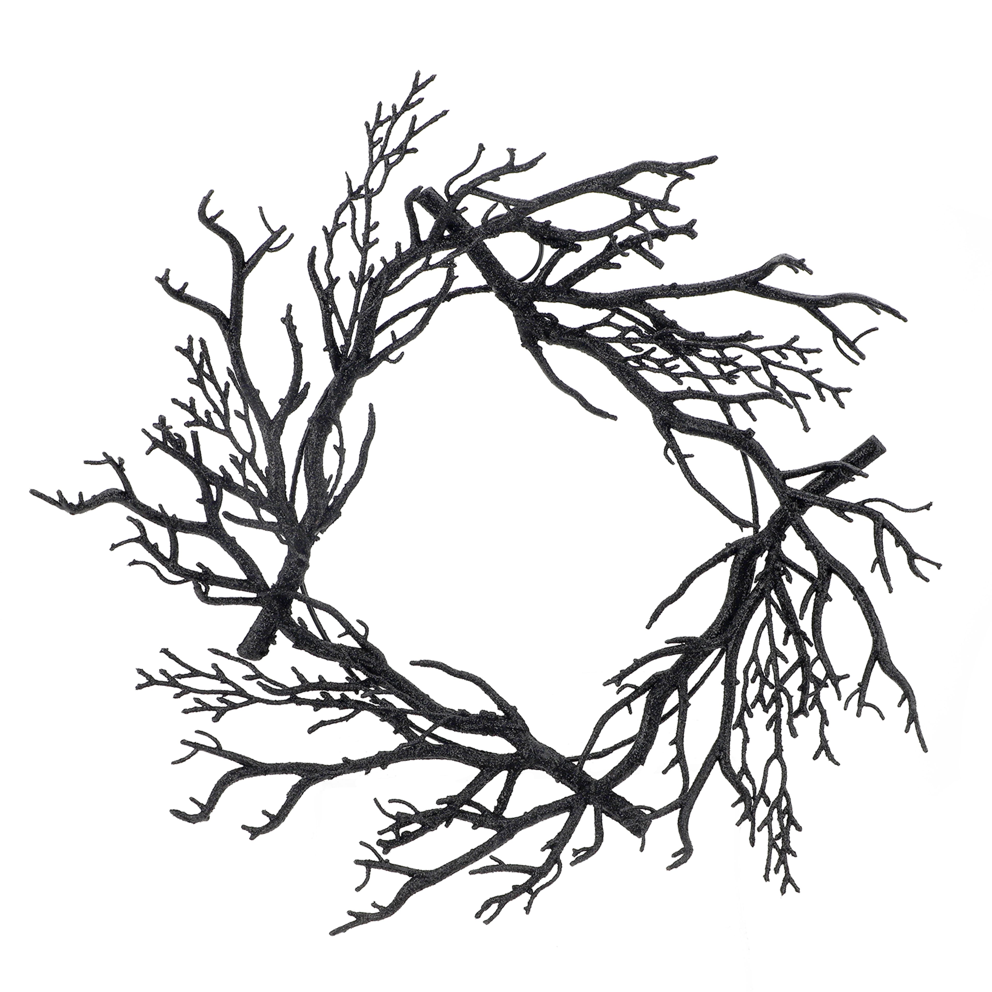 20" Black Glitter Twig Wreath by Ashland®