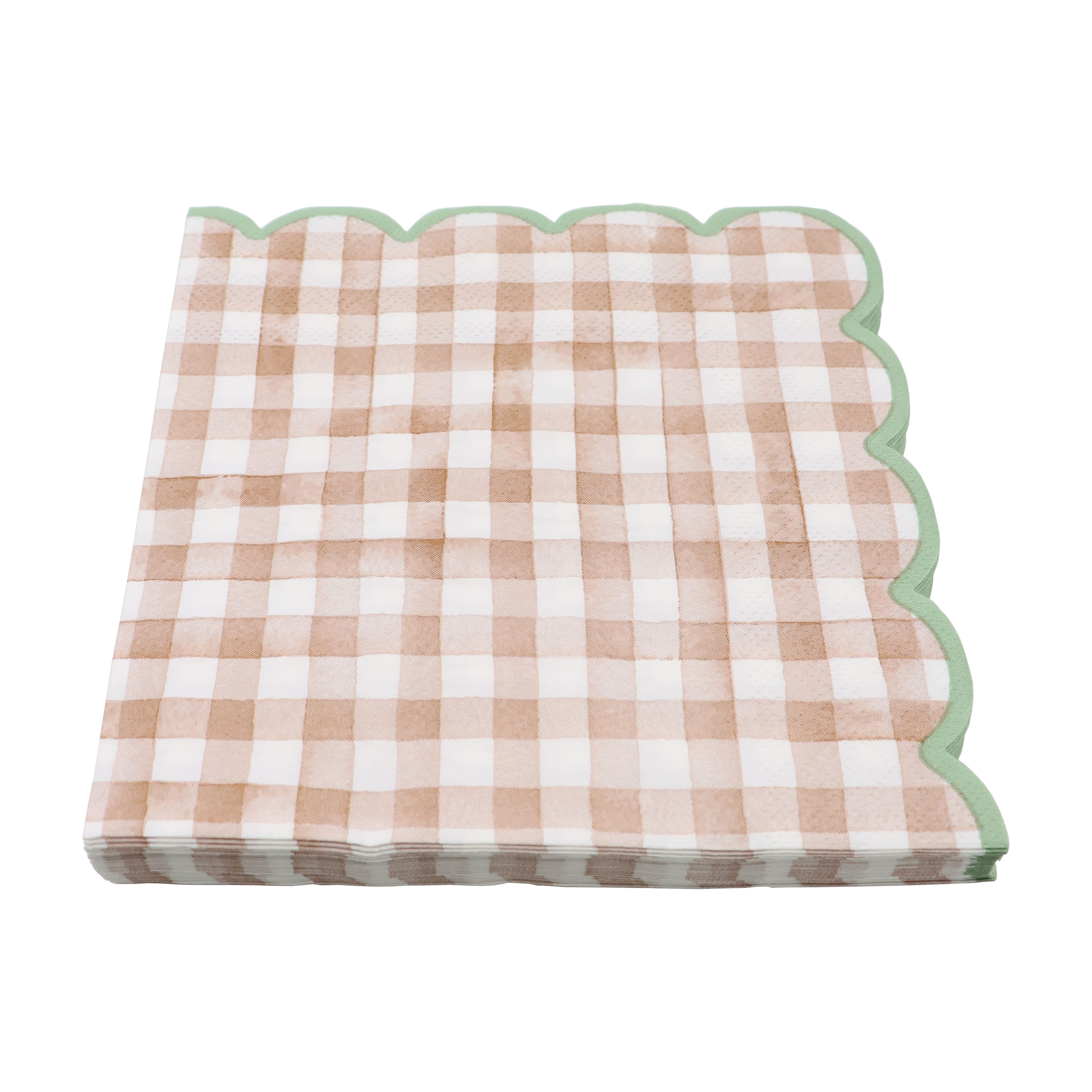Brown Gingham Scalloped Lunch Napkins, 20ct. by Celebrate It™