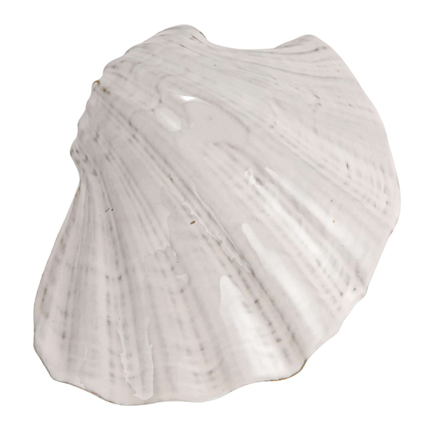 8&#x22; White Reactive Crackle Glaze Stoneware Shell Plates, 4ct.