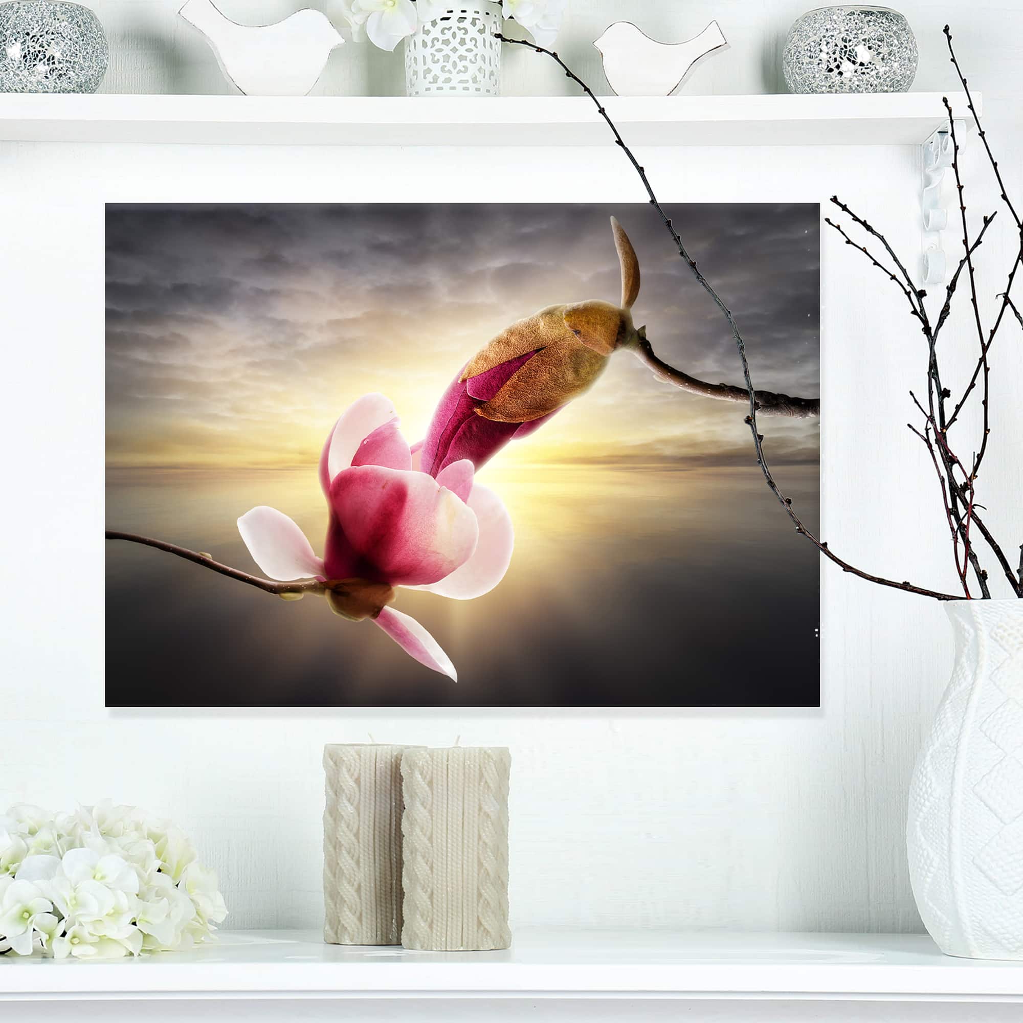 Designart - Beautiful Magnolia Flowers - Floral Canvas Art Print