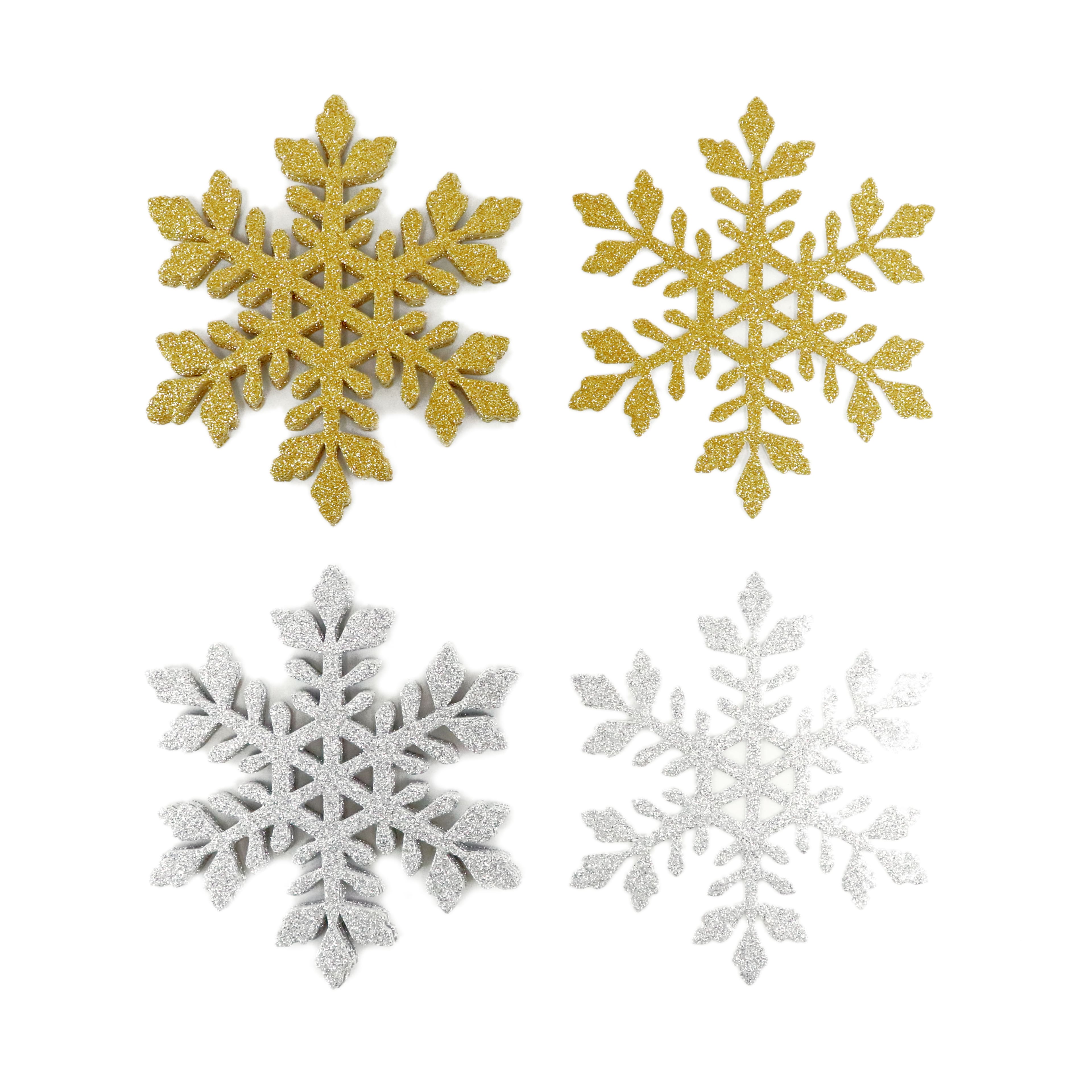 Silver &#x26; Gold Glitter Snowflake Die Cut Stickers by Recollections&#x2122;