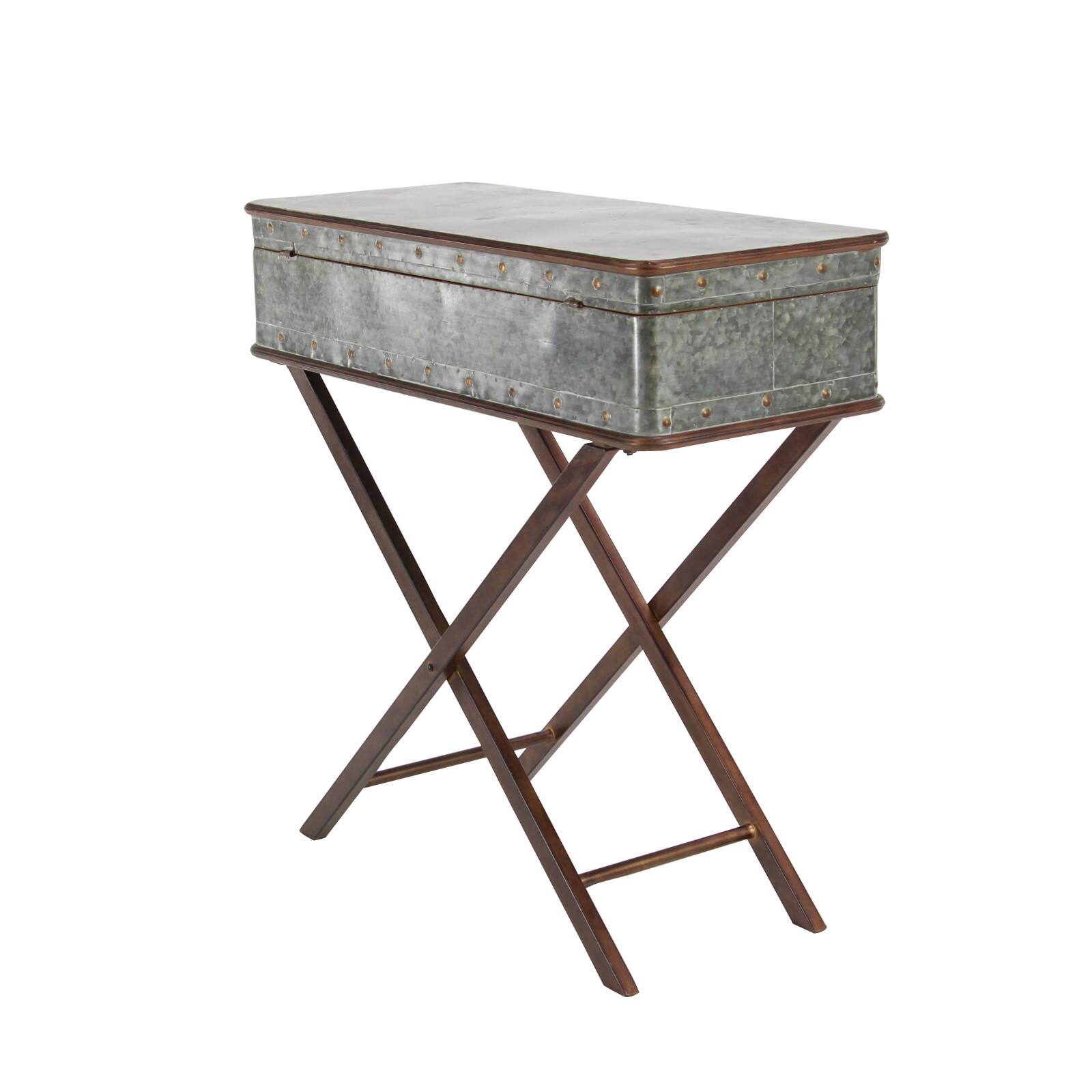 32" Gray Iron Farmhouse Accent Table