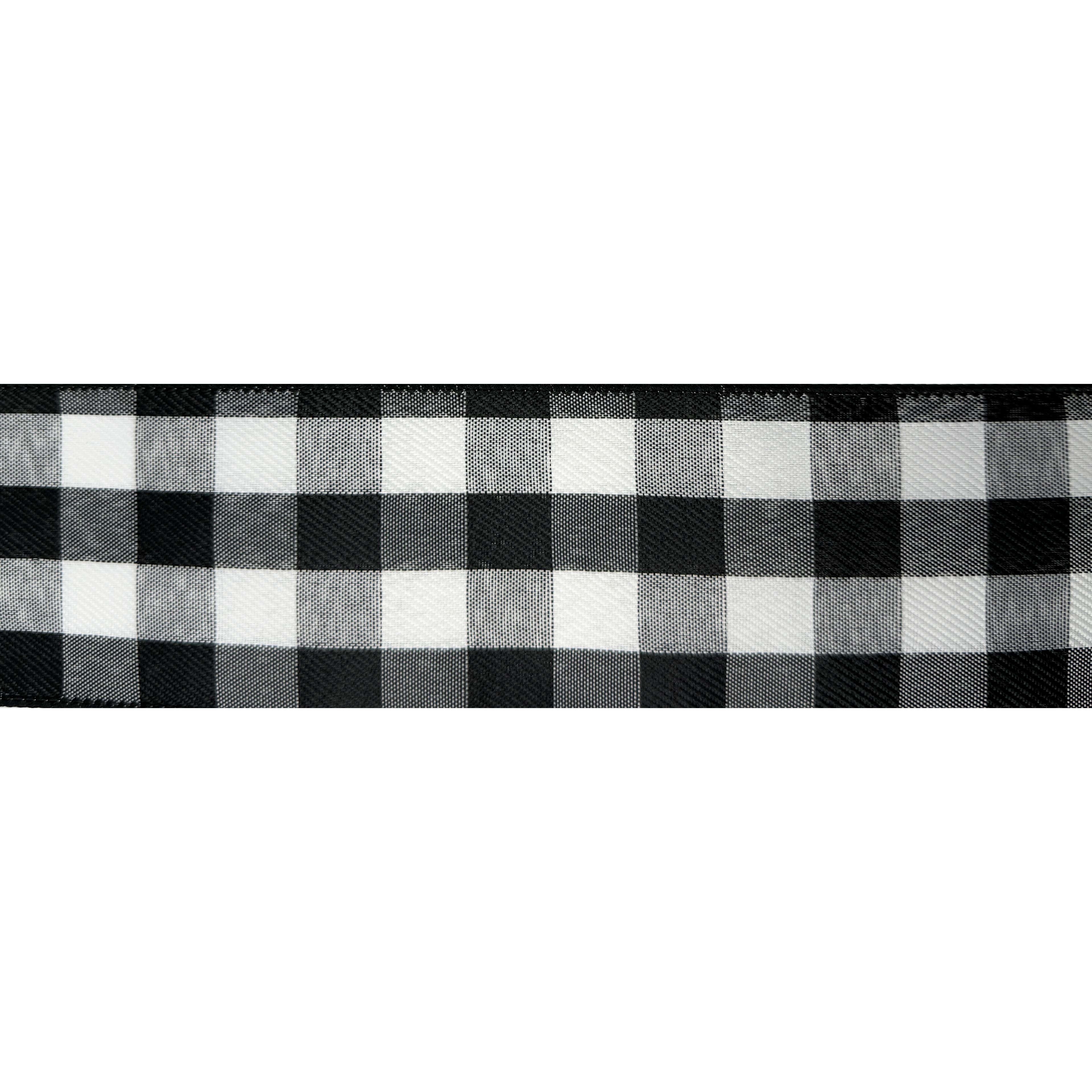 2.5&#x22; x 20ft. Black &#x26; White Buffalo Check Wired Ribbon by Celebrate It&#xAE; Christmas