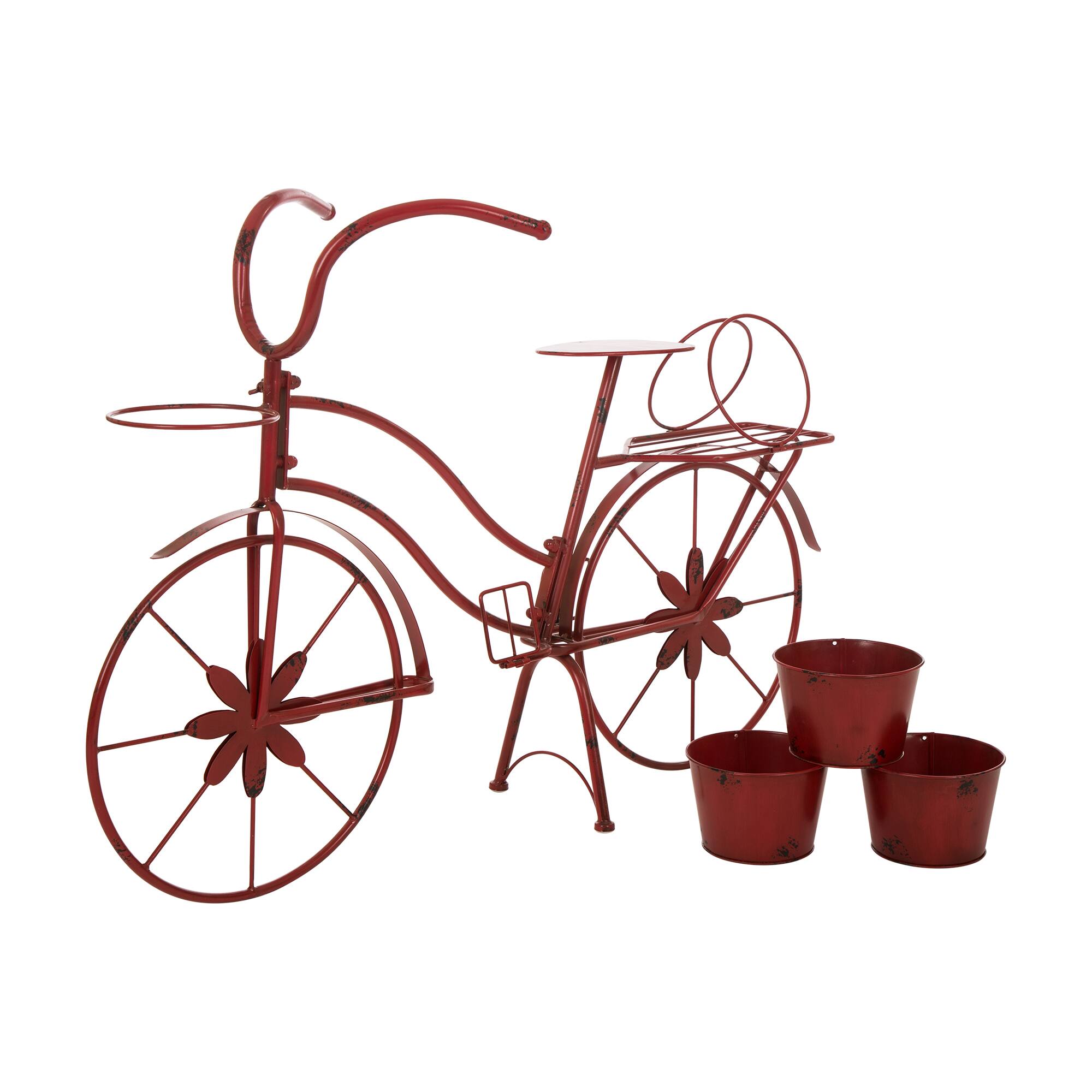 Glitzhome&#xAE; 25.98&#x22; Red Metal Bicycle Planter