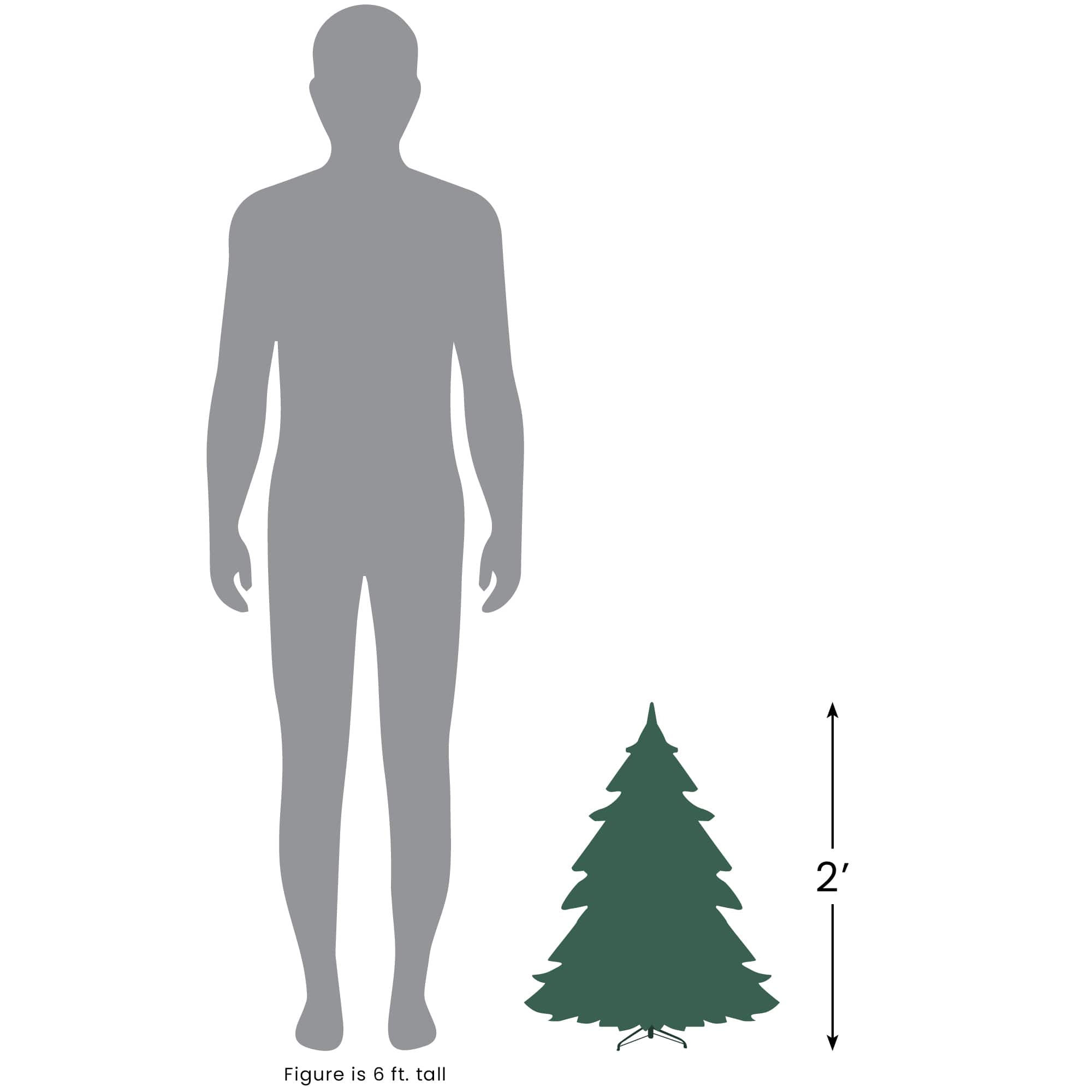 2ft. Pre-Lit Mixed Classic Pine Artificial Christmas Tree, Warm White LED Lights
