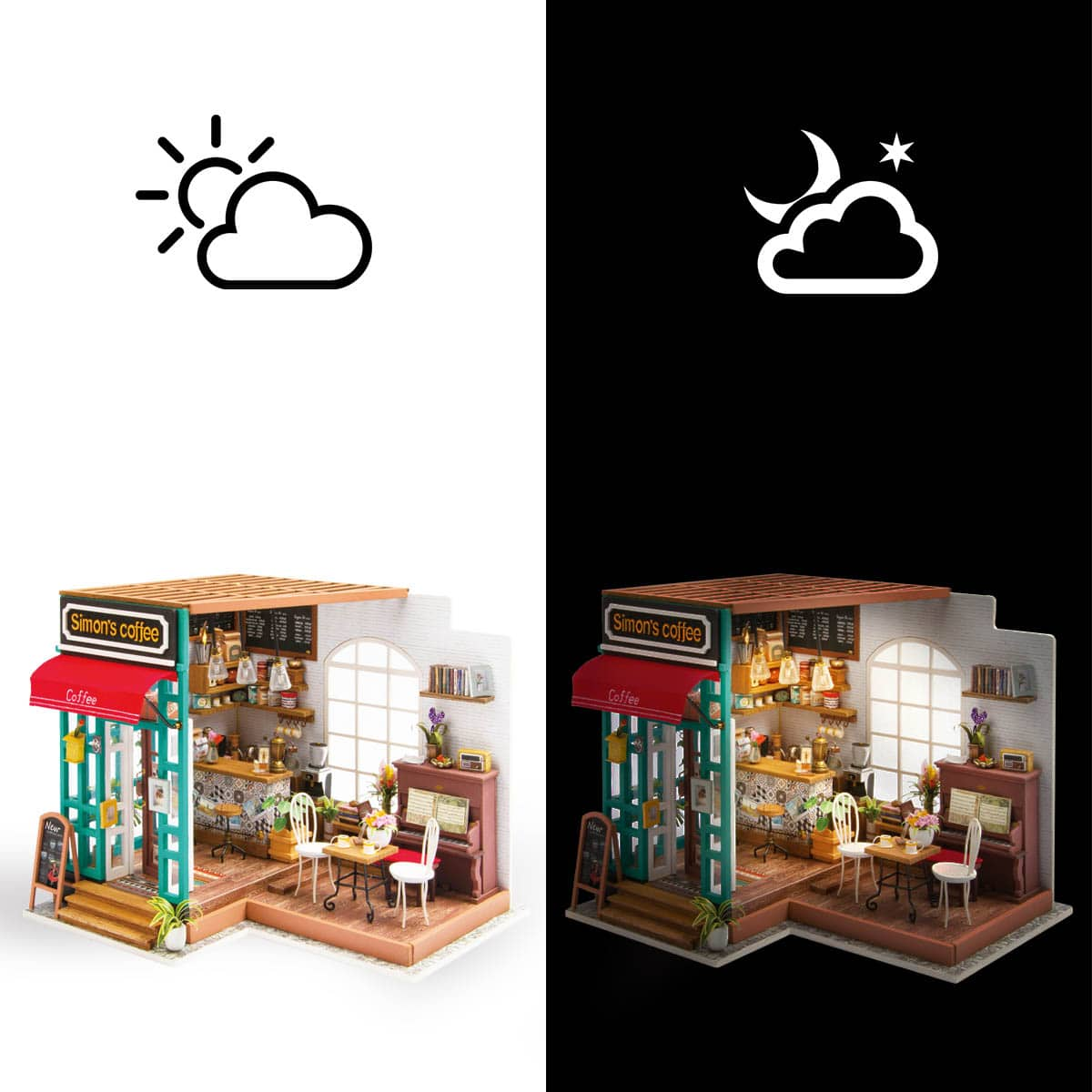 Rolife&#xAE; Simon&#x27;s Coffee Shop DIY Miniature House Kit