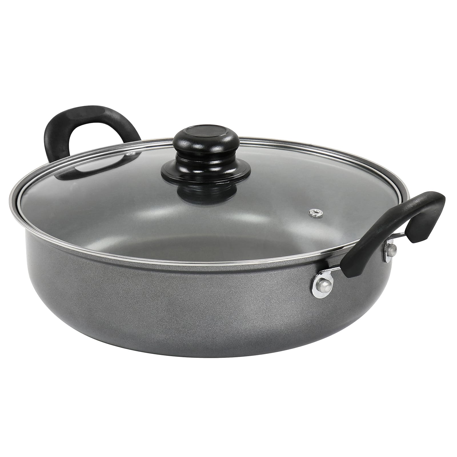 Gibson Everyday® 12" Highberry Gray Nonstick All Purpose Pan with Lid
