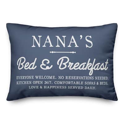 Nana's Bed & Breakfast Navy Throw Pillow By Designs Direct in Navy Blue | 14" x 20" | Michaels&reg;