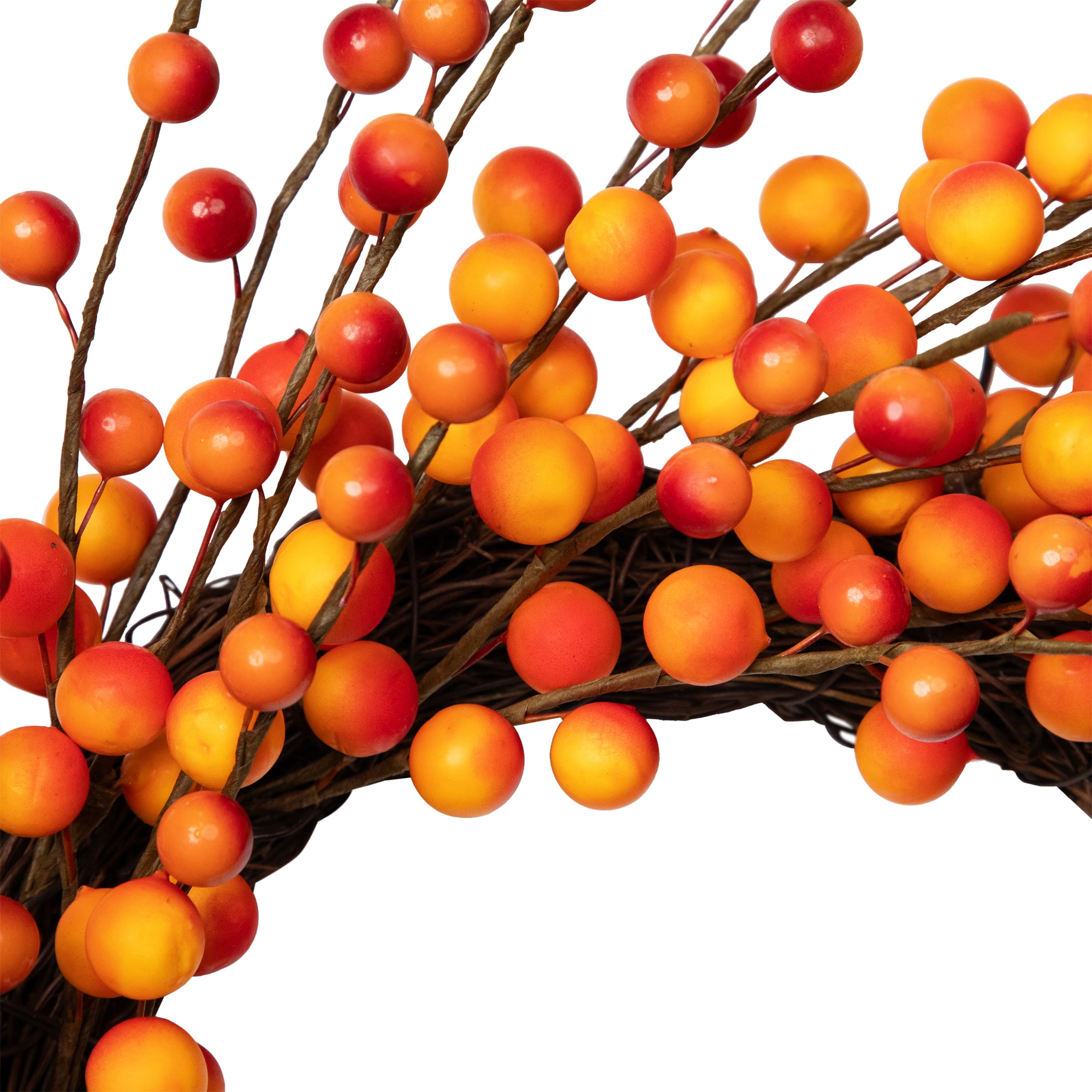 14" Orange & Red Berry Artificial Fall Harvest Twig Wreath